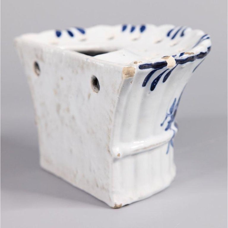 18th Century Delft Faience Flower Brick Wall Pocket Vase For Sale 1