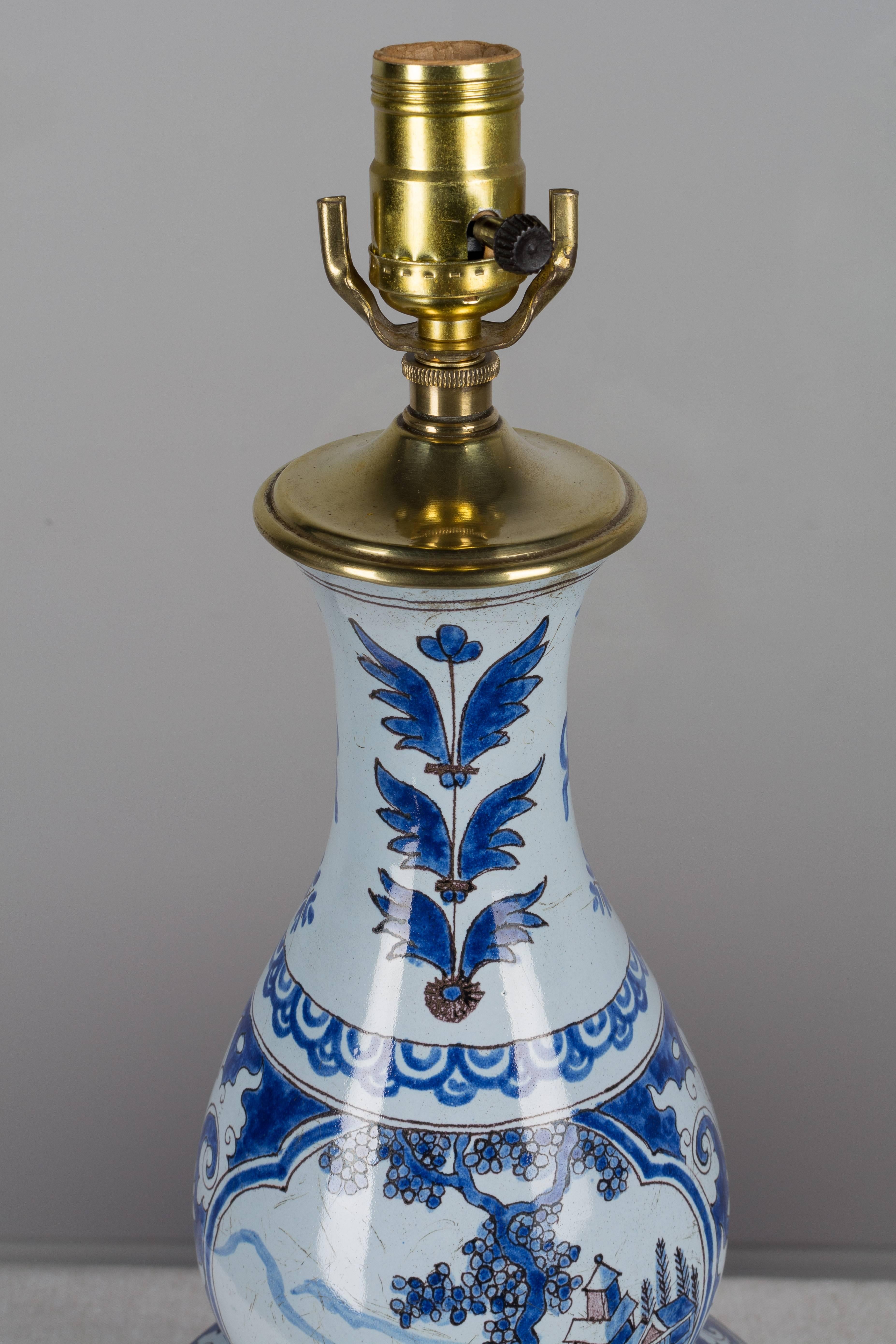 18th Century Delft Faience Lamp 2