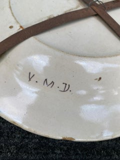 18th Century Delft Faience Polychrome Charger with Plate Hanger, Signed V.M.D.