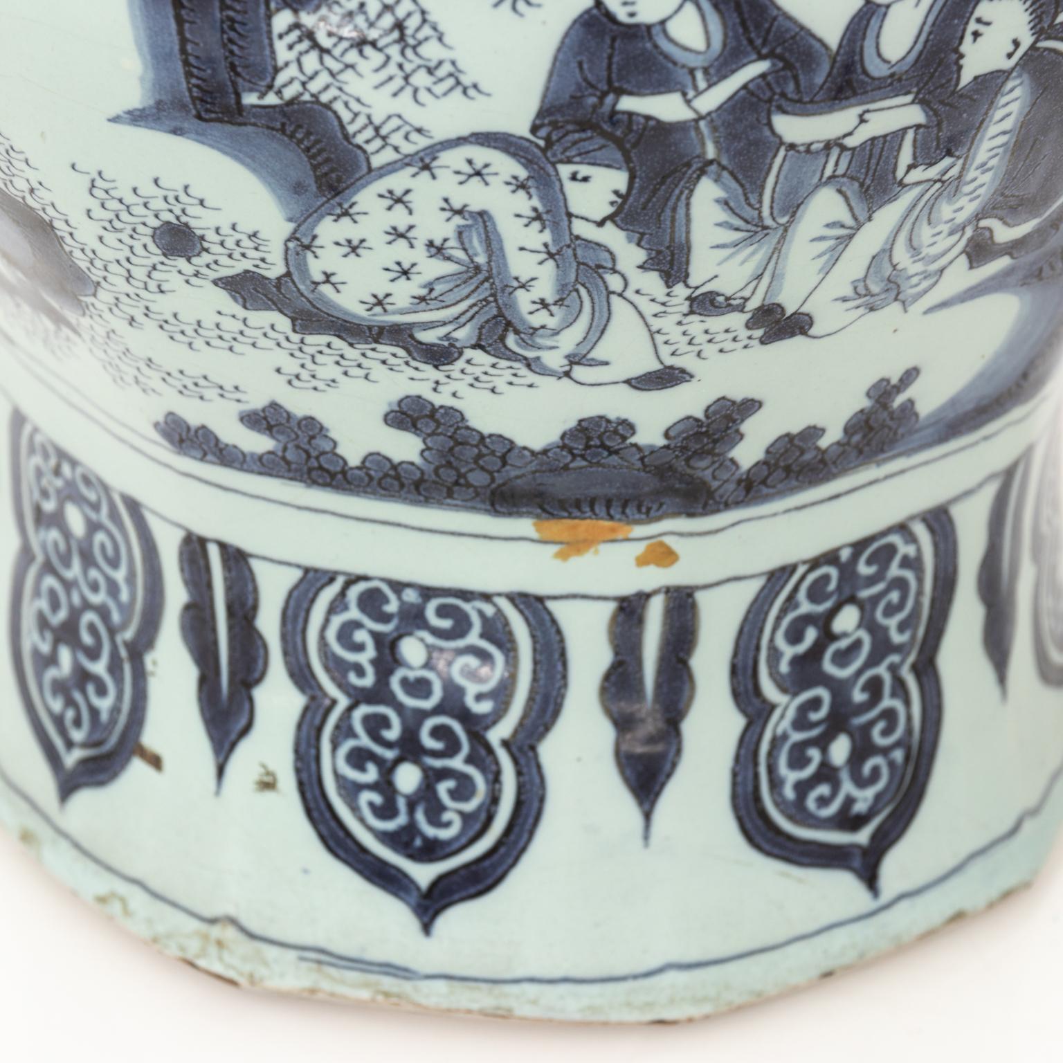 Chinoiserie 18th Century Delft Painted Vase