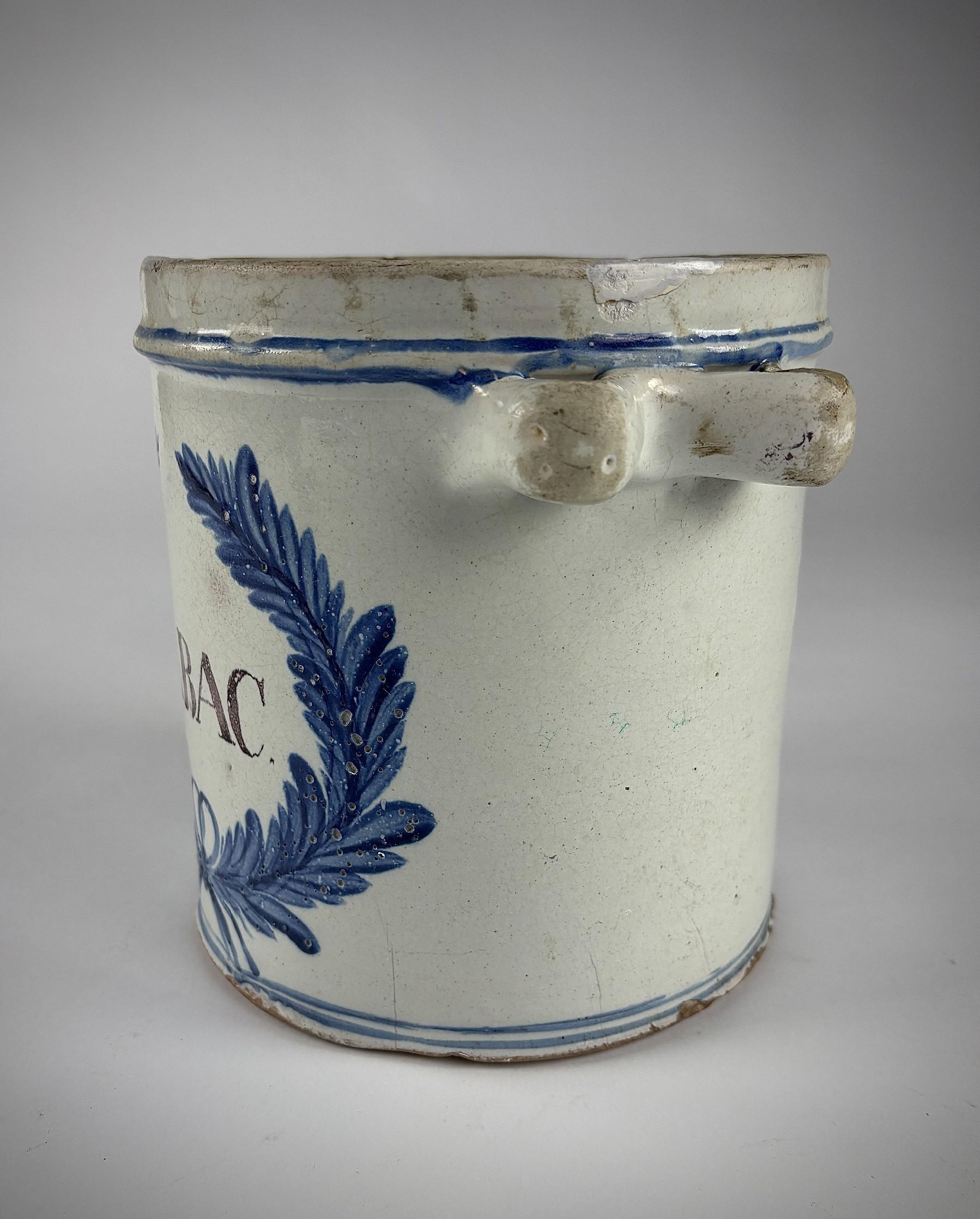 18th Century Delft Tobacco Jar In Fair Condition For Sale In Pease pottage, West Sussex