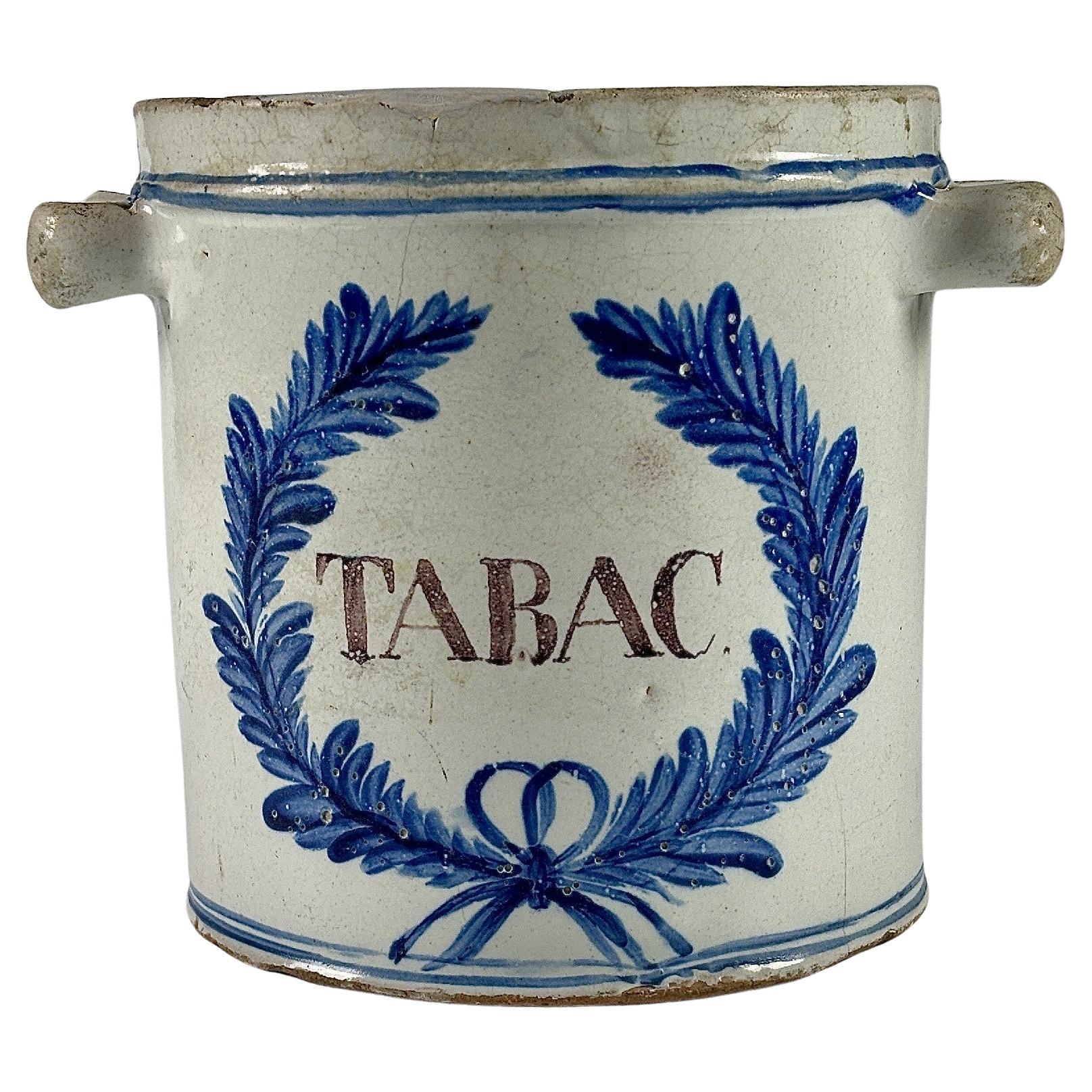 18th Century Delft Tobacco Jar For Sale