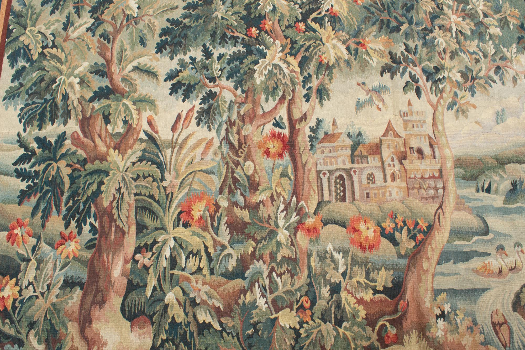 Chinese 18th Century Design Verdure Tapestry Landscape For Sale