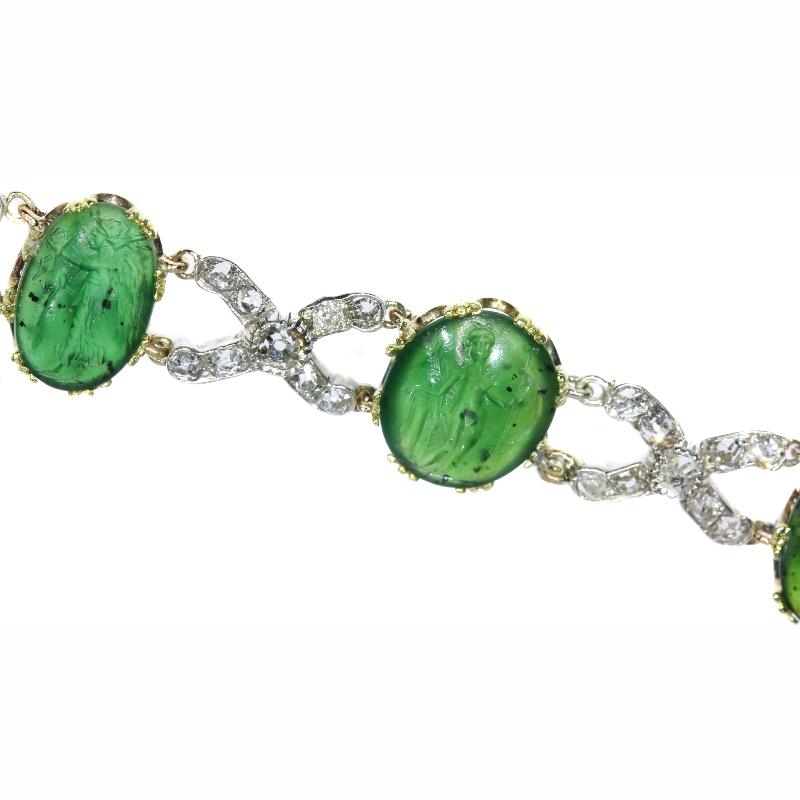 Women's or Men's 18th Century Diamond Bracelet with 2000-Year-Old Intaglios, 1790s For Sale