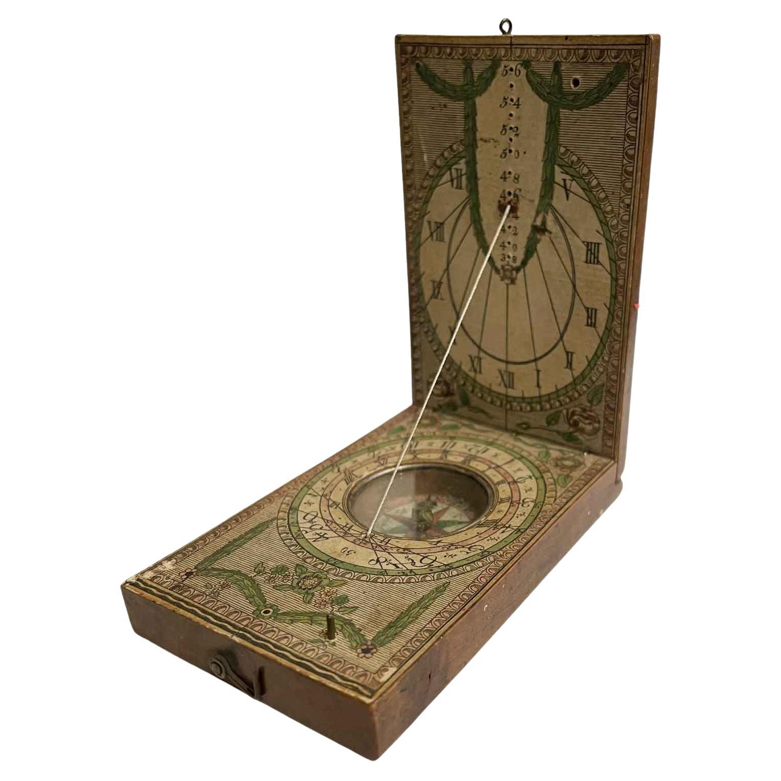 Sundial et boussole portable Diptyque du 18ème siècle par German Beringer