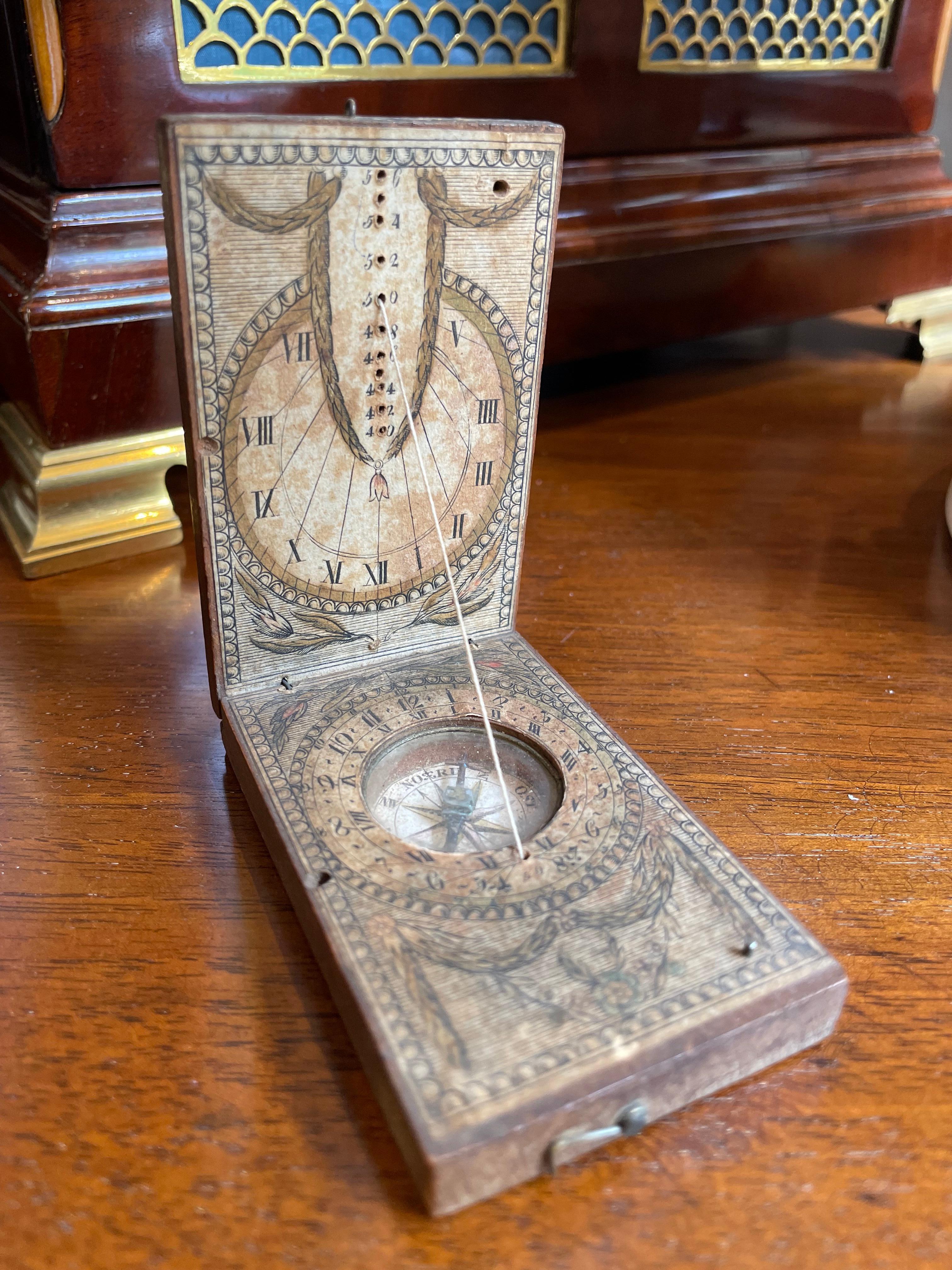 18th Century Diptych Portable Sundial And Compass by German Kleininger 5
