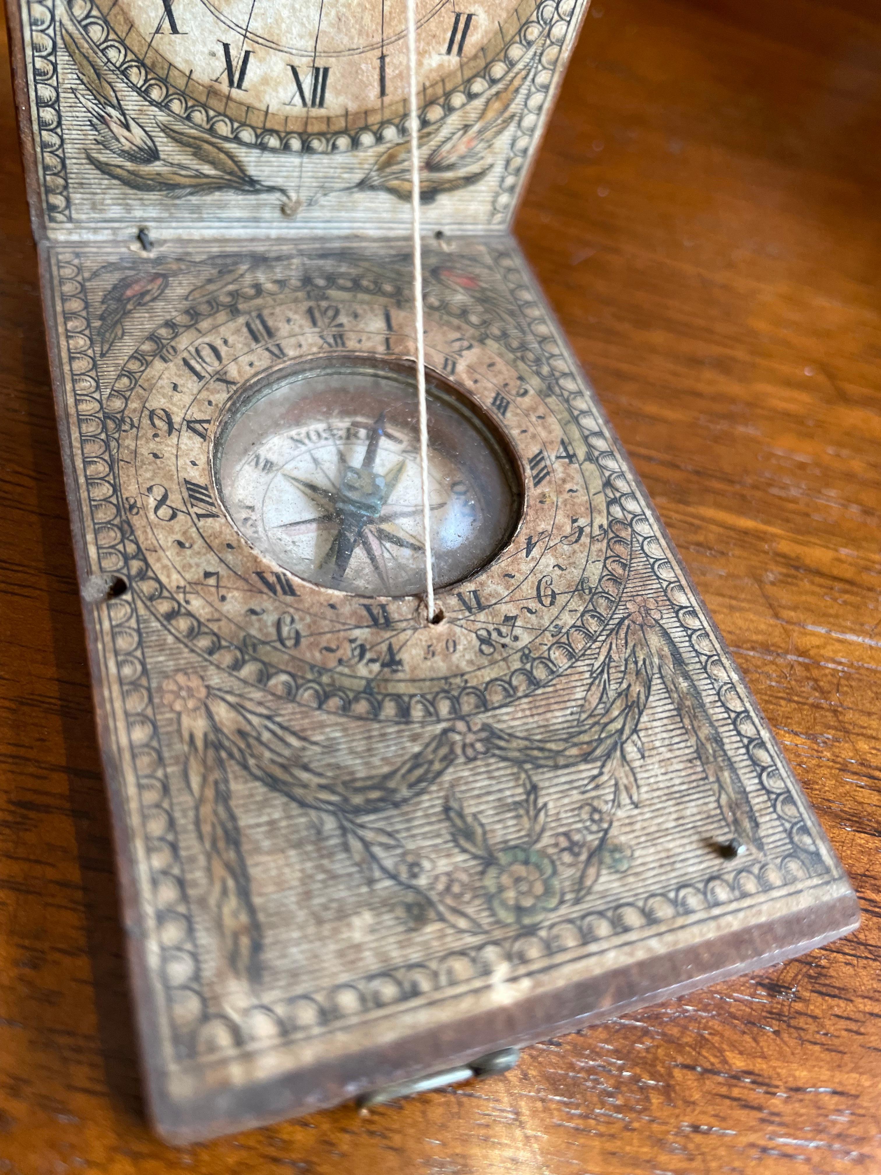 18th Century Diptych Portable Sundial And Compass by German Kleininger 6