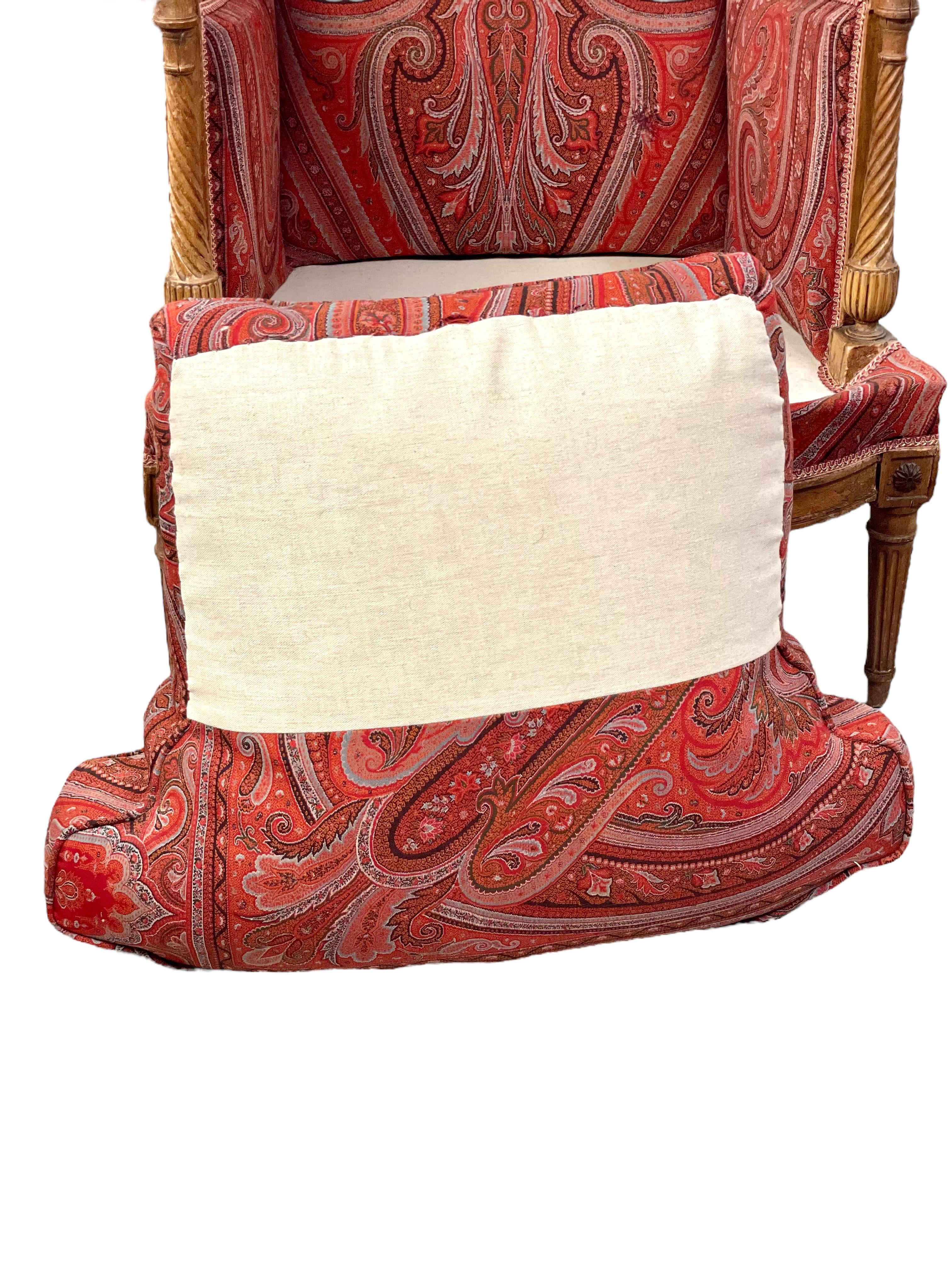 Silla Bergère Directoire del siglo XVIII con tapicería de Paisley en venta 11
