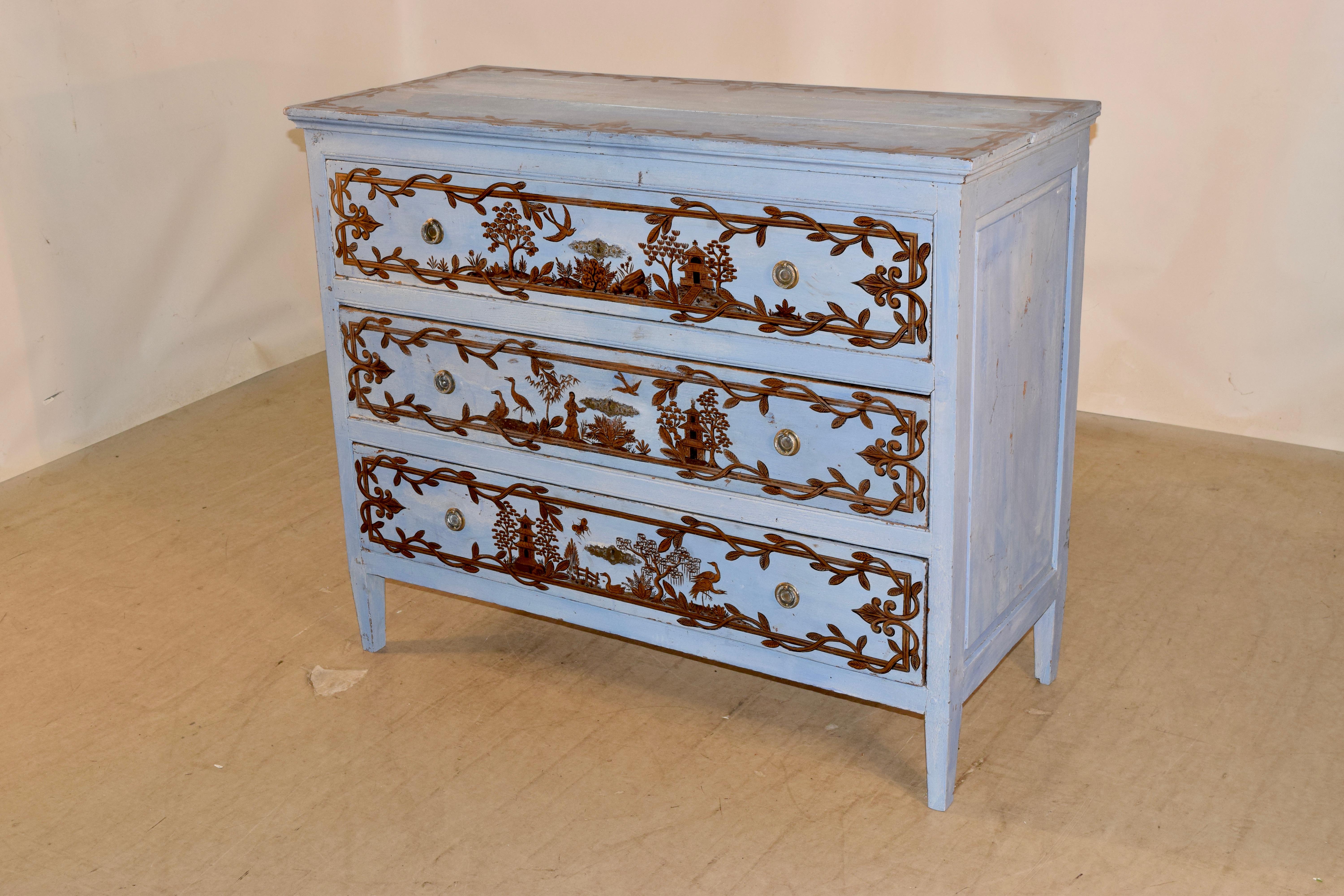 Hand-Painted 18th Century Directoire Chest