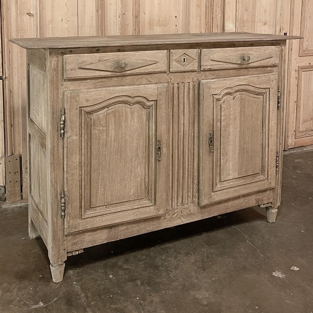 Hand-Crafted 18th Century Directoire Period Country French Buffet in Stripped Oak For Sale
