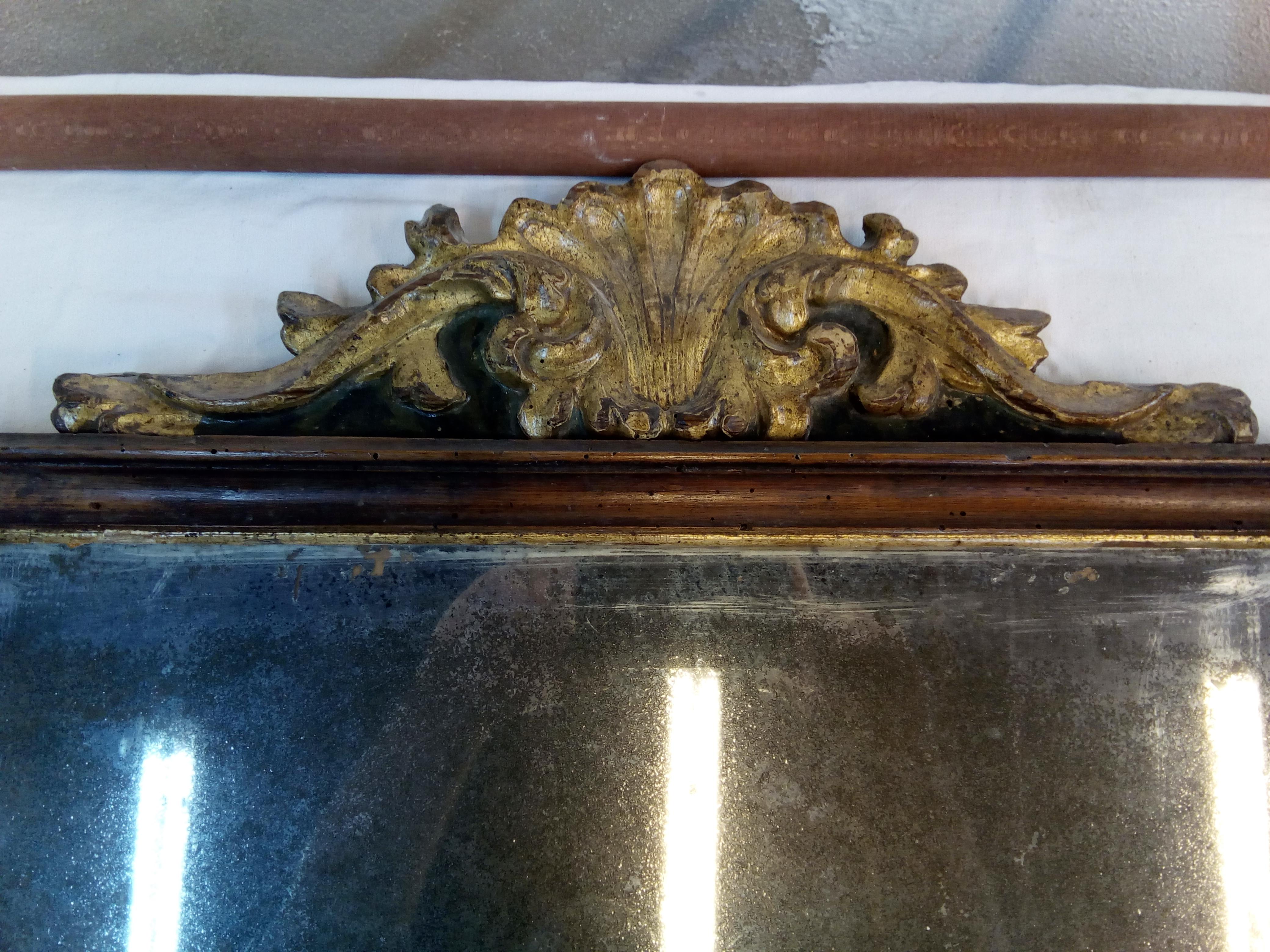19th Century Italian Directoire style mirror with original mercury mirror glass In Good Condition For Sale In Rome, IT