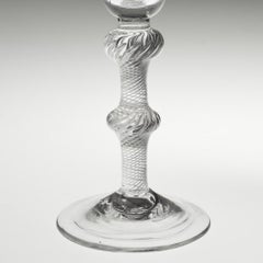 18th Century Double Knop Air Twist Wine Glass c1750