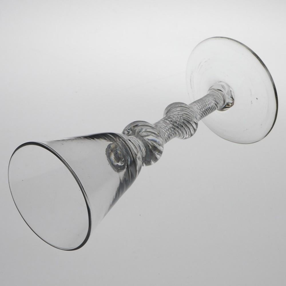 George II 18th Century Double Knop Air Twist Wine Glass, circa 1750 For Sale