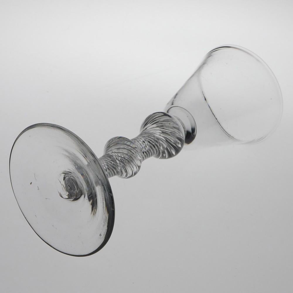 English 18th Century Double Knop Air Twist Wine Glass, circa 1750 For Sale