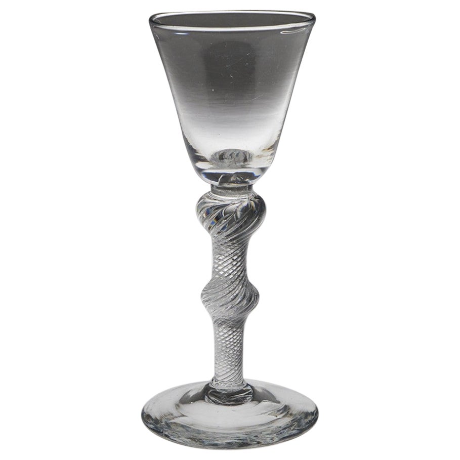 Verre à vin à double torsion d'air du 18ème siècle, vers 1750