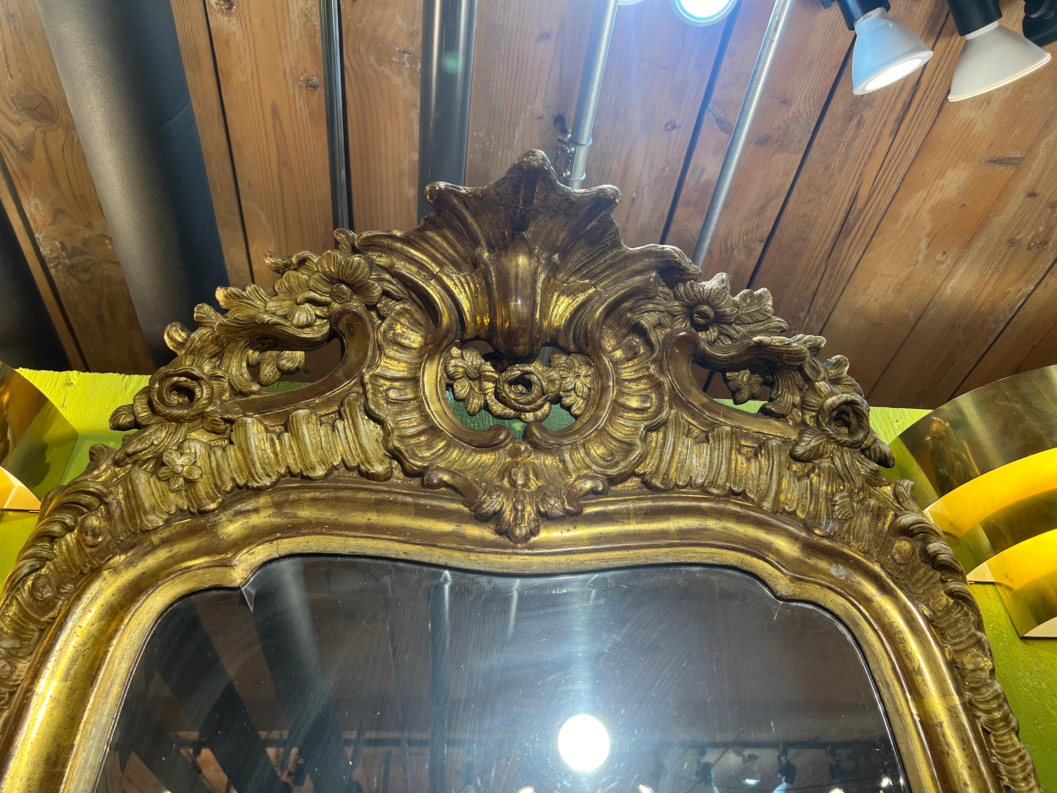 18th Century, Double Paned Beveled Glass Queen Anne Gilt-wood Mirror Provenance 2