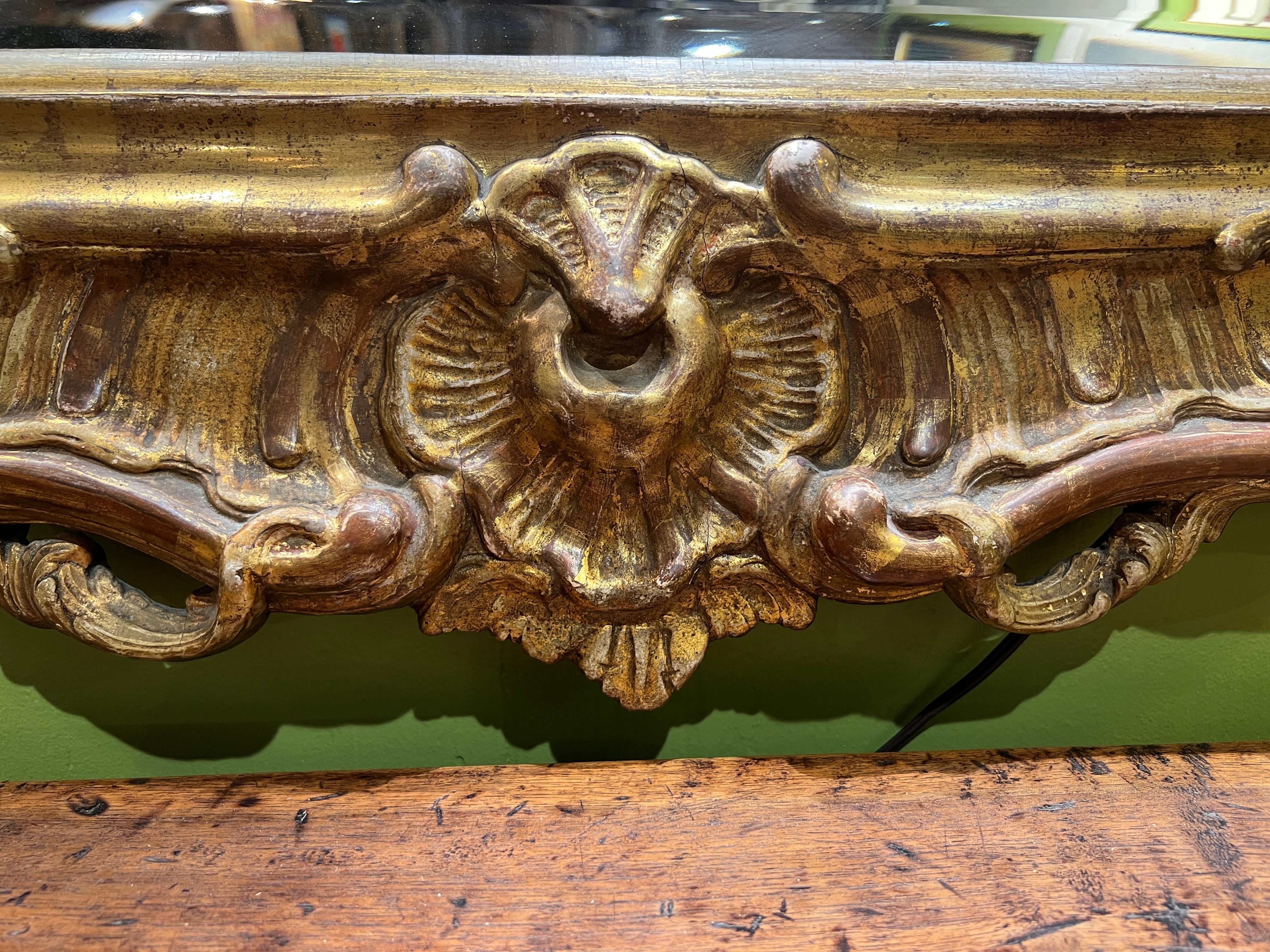 18th Century, Double Paned Beveled Glass Queen Anne Gilt-wood Mirror Provenance 4