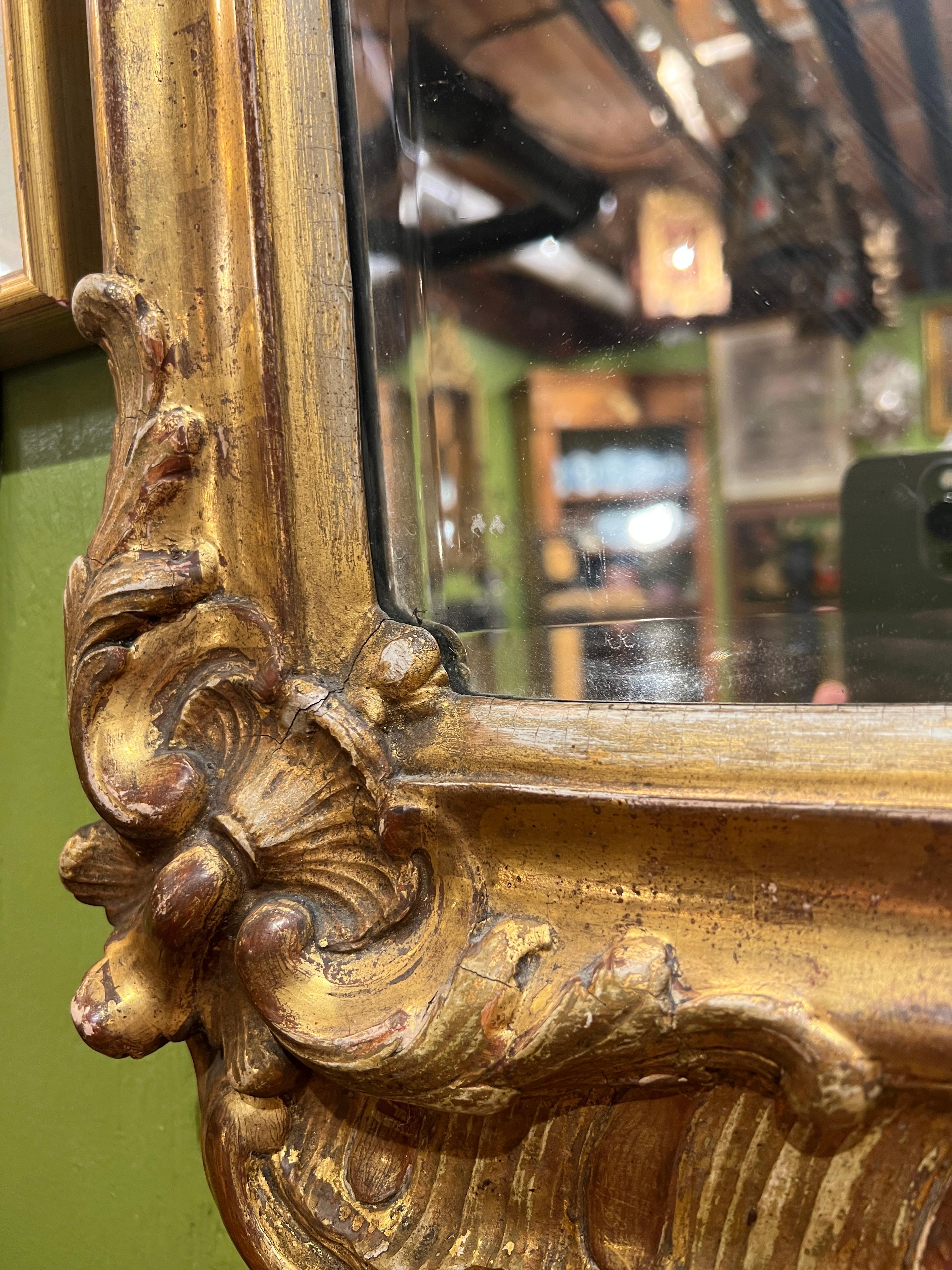 18th Century, Double Paned Beveled Glass Queen Anne Gilt-wood Mirror Provenance 5