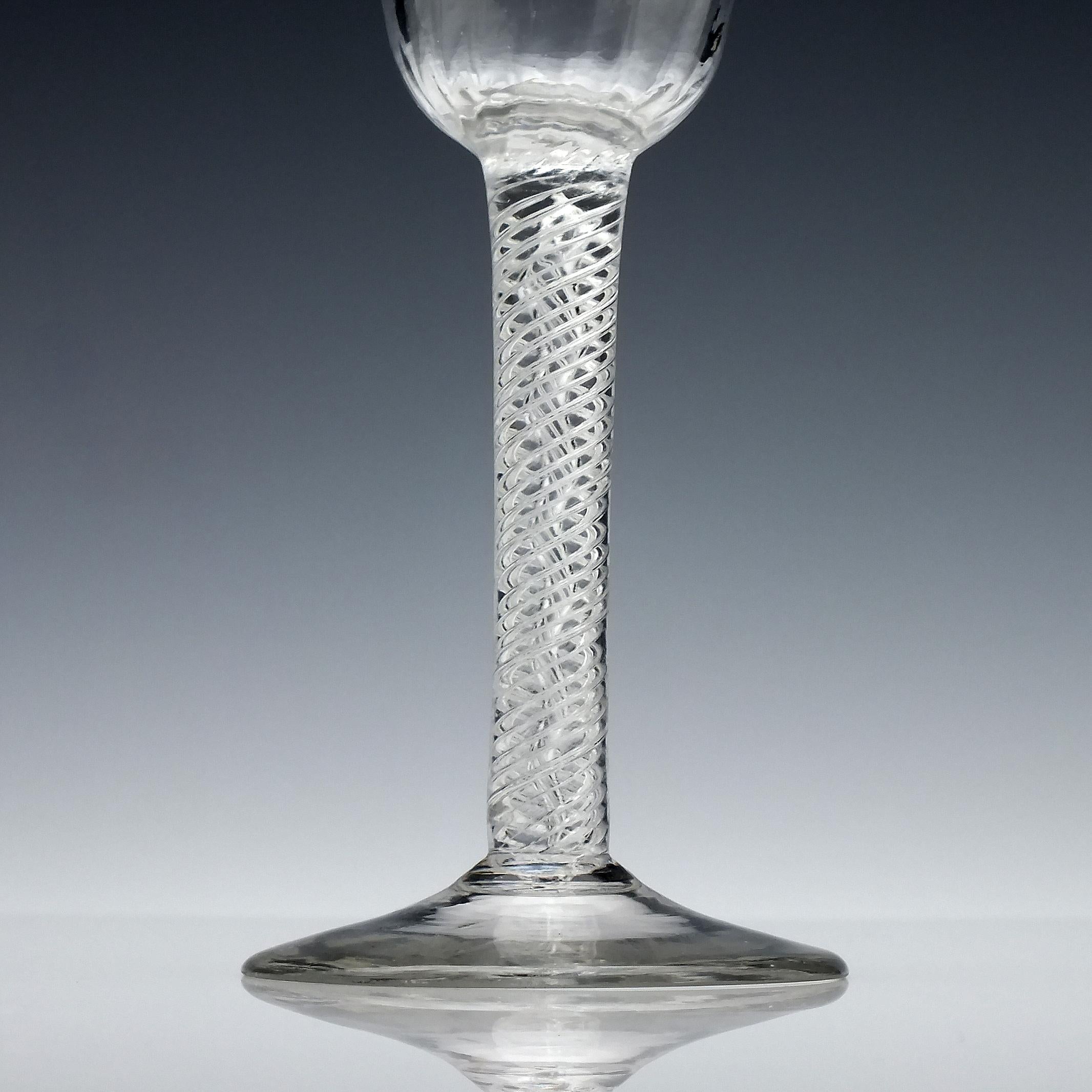 George III 18th Century Double Series Air Twist Wine Glass, circa 1760 For Sale