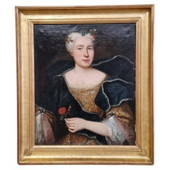 Pintura al óleo de doble cara del siglo XVIII en un hermoso marco dorado
