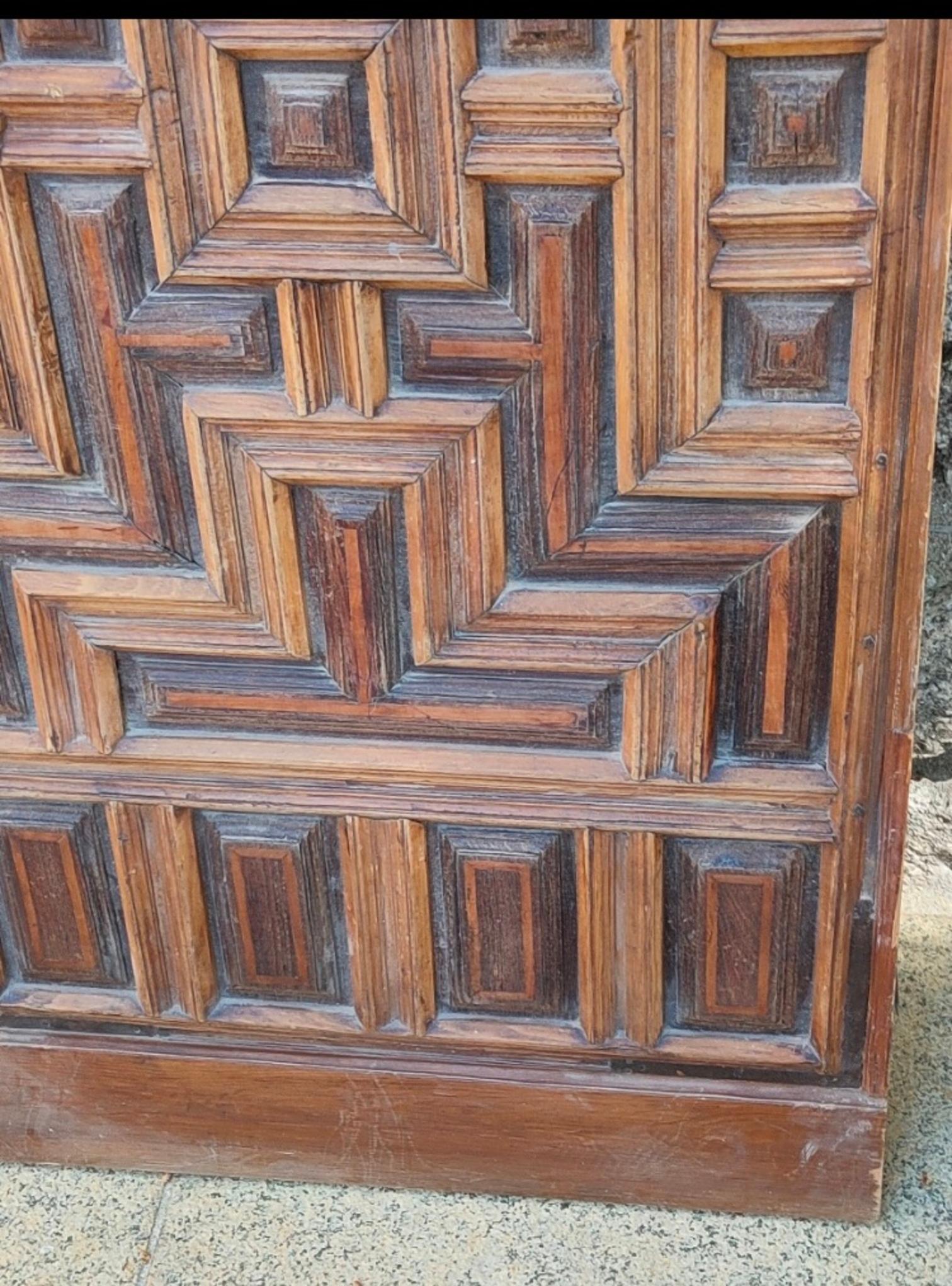 18th Century Double Spanish Doors Hand Carved Panels 5
