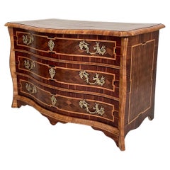 18th Century Dresdner Baroque Commode in Brown Walnut and Amaranth, Around 1760