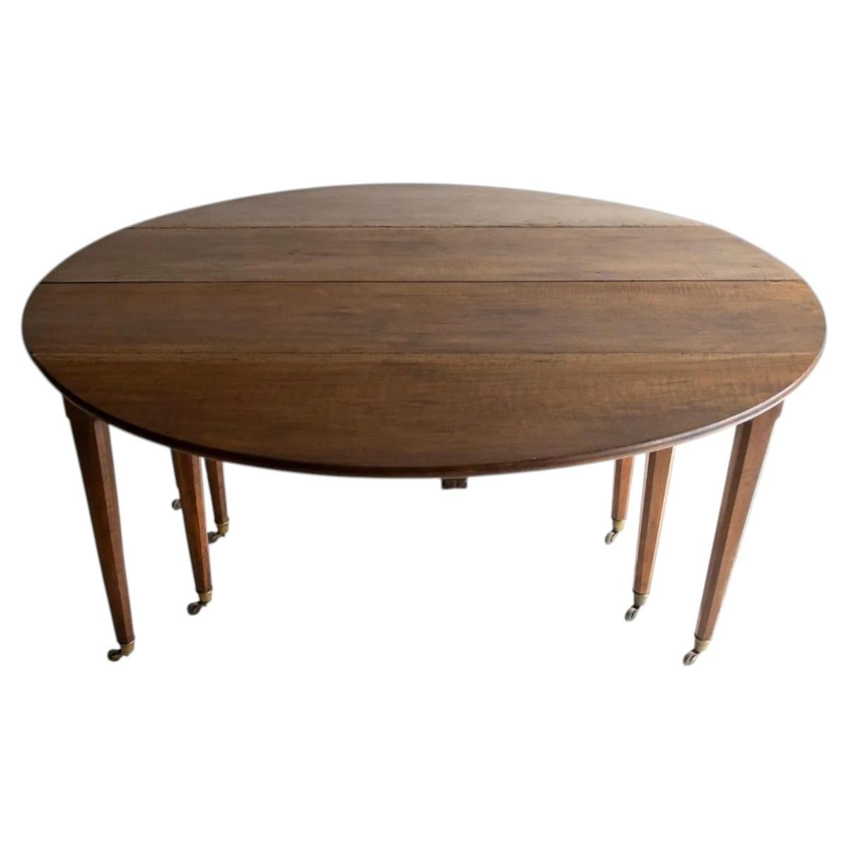 Late 18th Century French Directoire Dining Table, Hand-Crafted Walnut