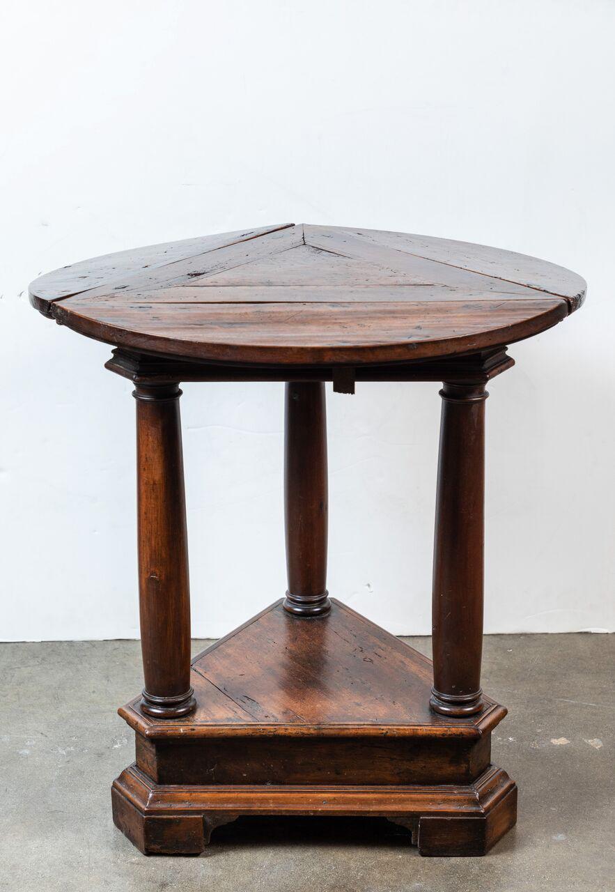 Italian 18th Century Drop-Leaf, Triangle Side Table