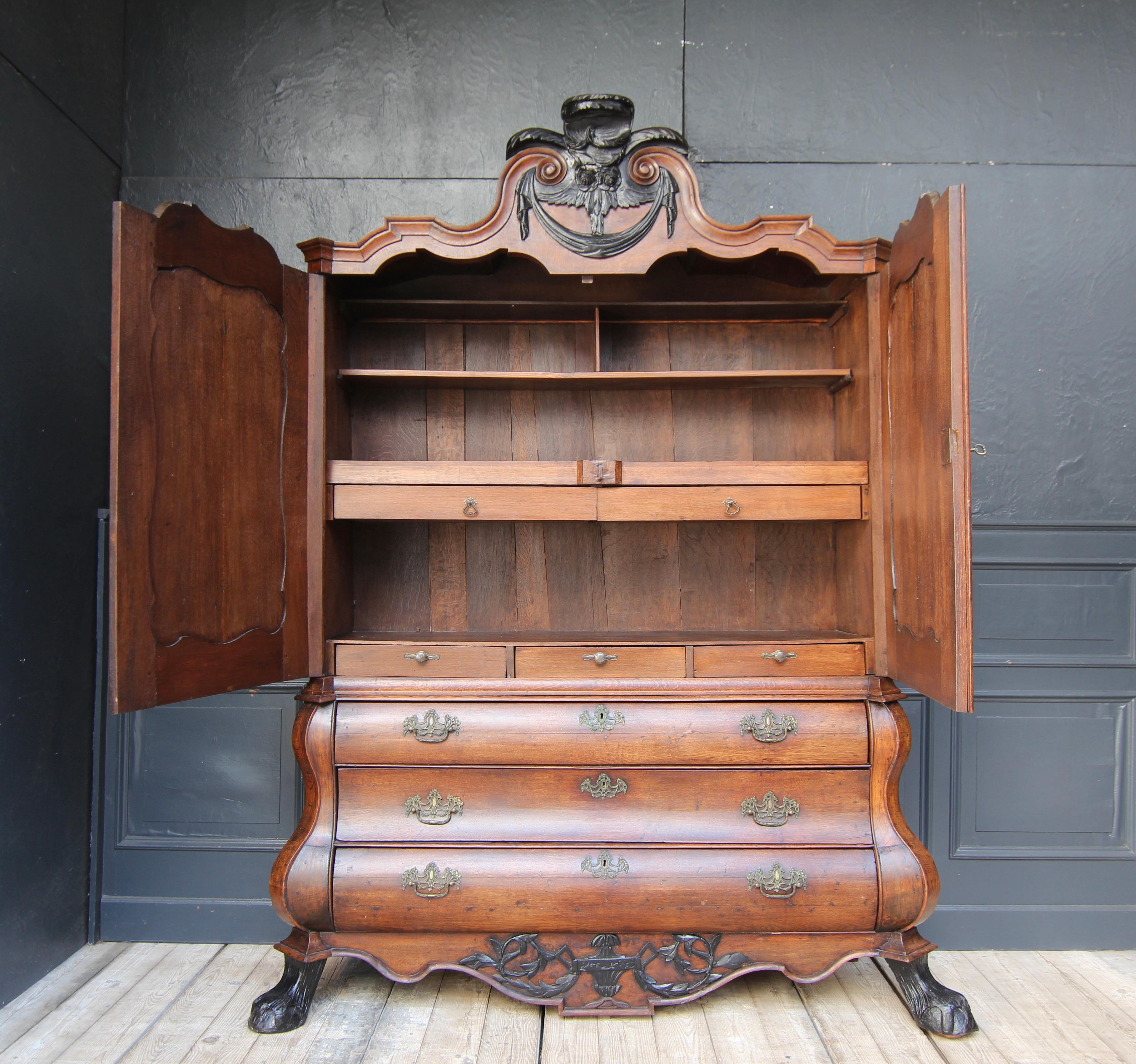 18th Century Dutch Baroque Cabinet or Linen Press For Sale 11
