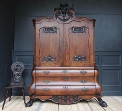 18th Century Dutch Baroque Cabinet or Linen Press
