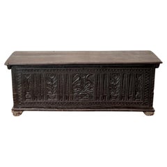 18th Century Dutch Baroque Period Carved Dowry Chest