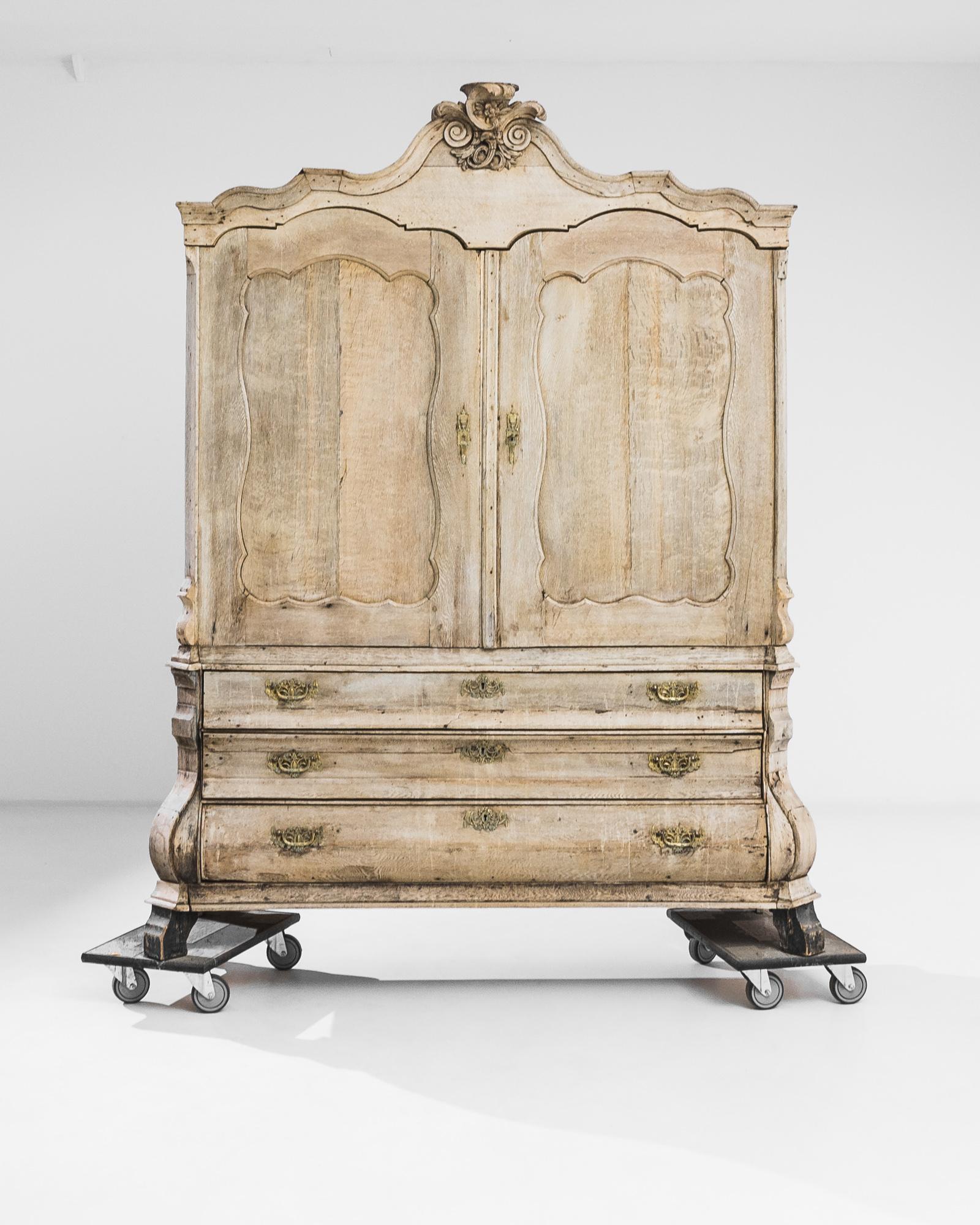 French Provincial 18th Century Dutch Bleached Oak Cabinet