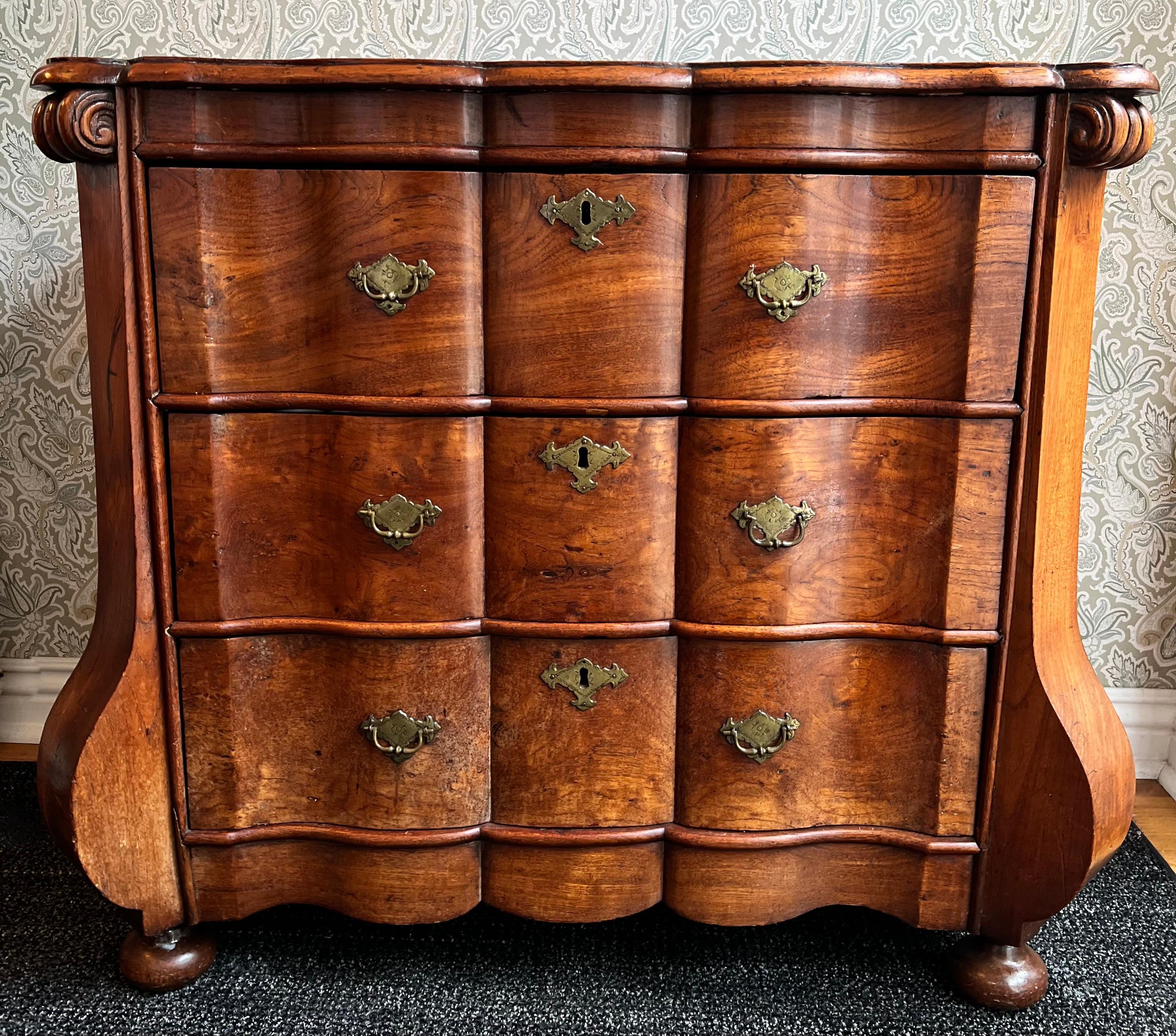 Brass 18th Century Dutch Bombe Chest For Sale