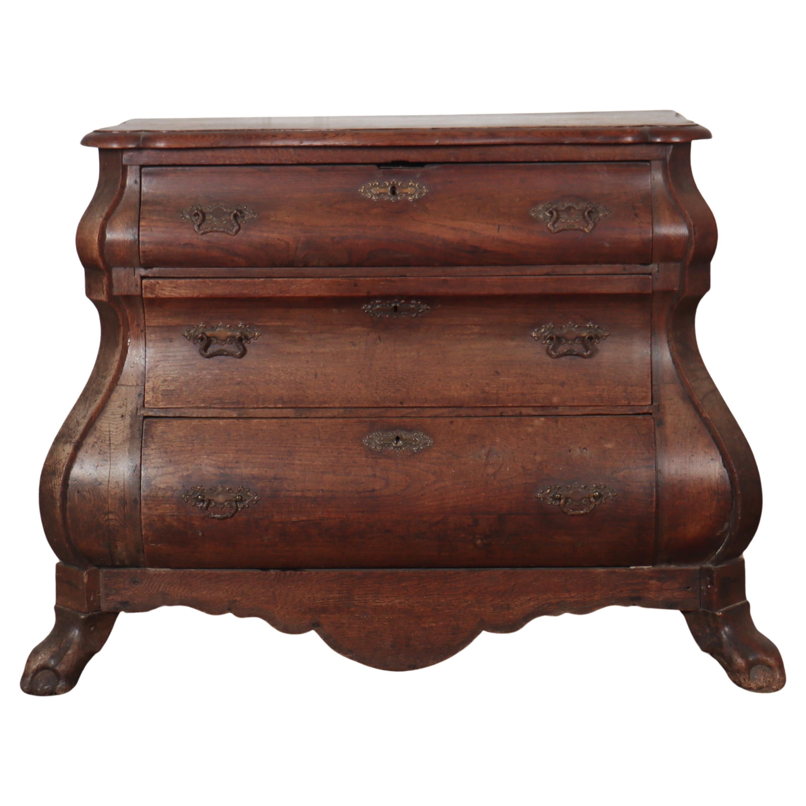 Small Antique Dutch Bombe Commode For Sale at 1stDibs