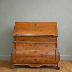 18th Century Dutch Bombe Slant Front Secretary Desk in Pine