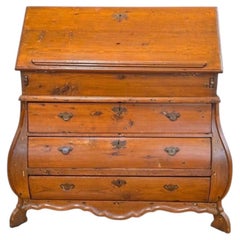 18th Century Dutch Bombe Slant Front Secretary Desk in Pine
