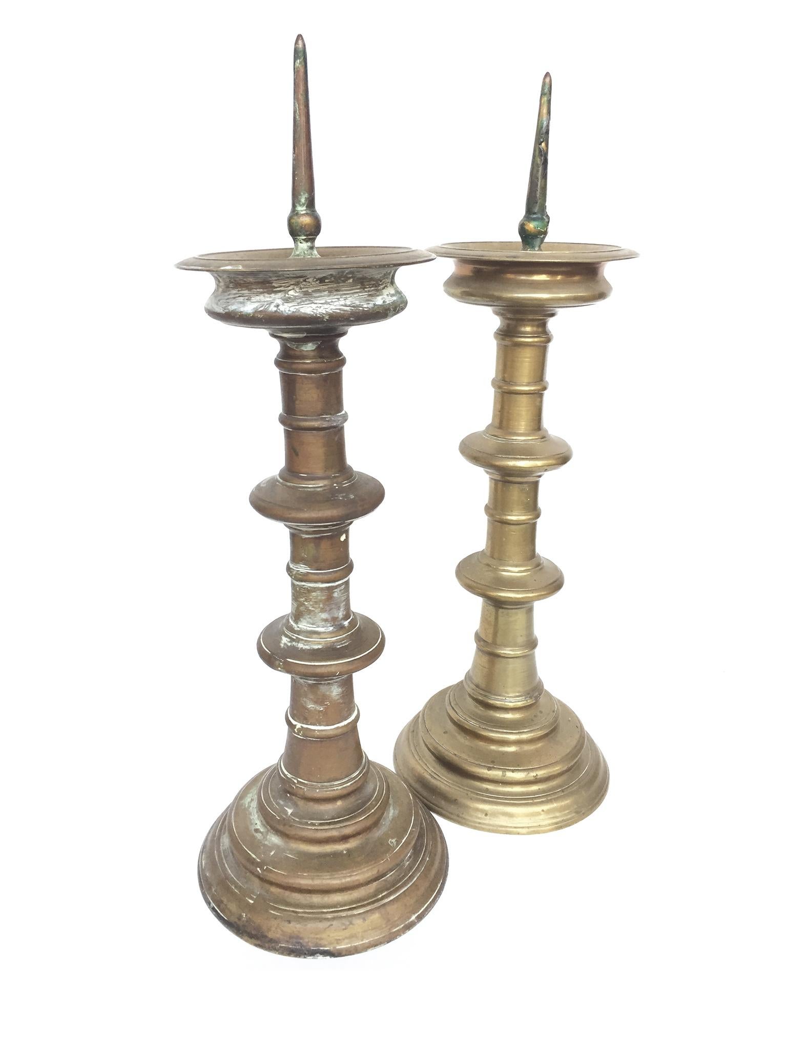 18th Century and Earlier 18th Century Dutch Brass Candlesticks, Pair