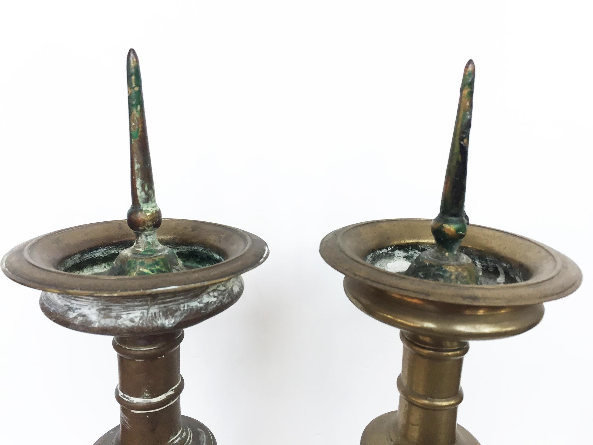 18th Century Dutch Brass Candlesticks, Pair 1