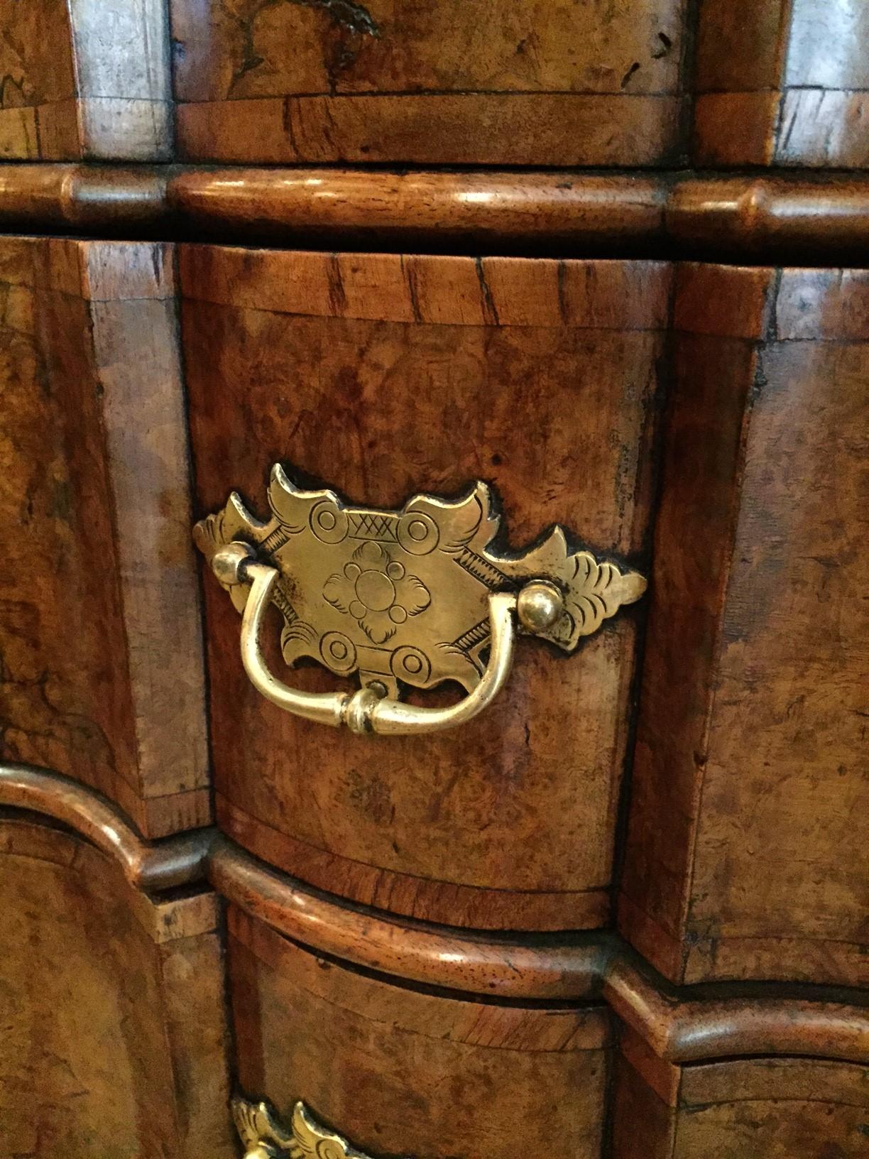 18th Century Dutch Burl Walnut Secretary Cabinet Scriban Desk library Antique LA For Sale 2
