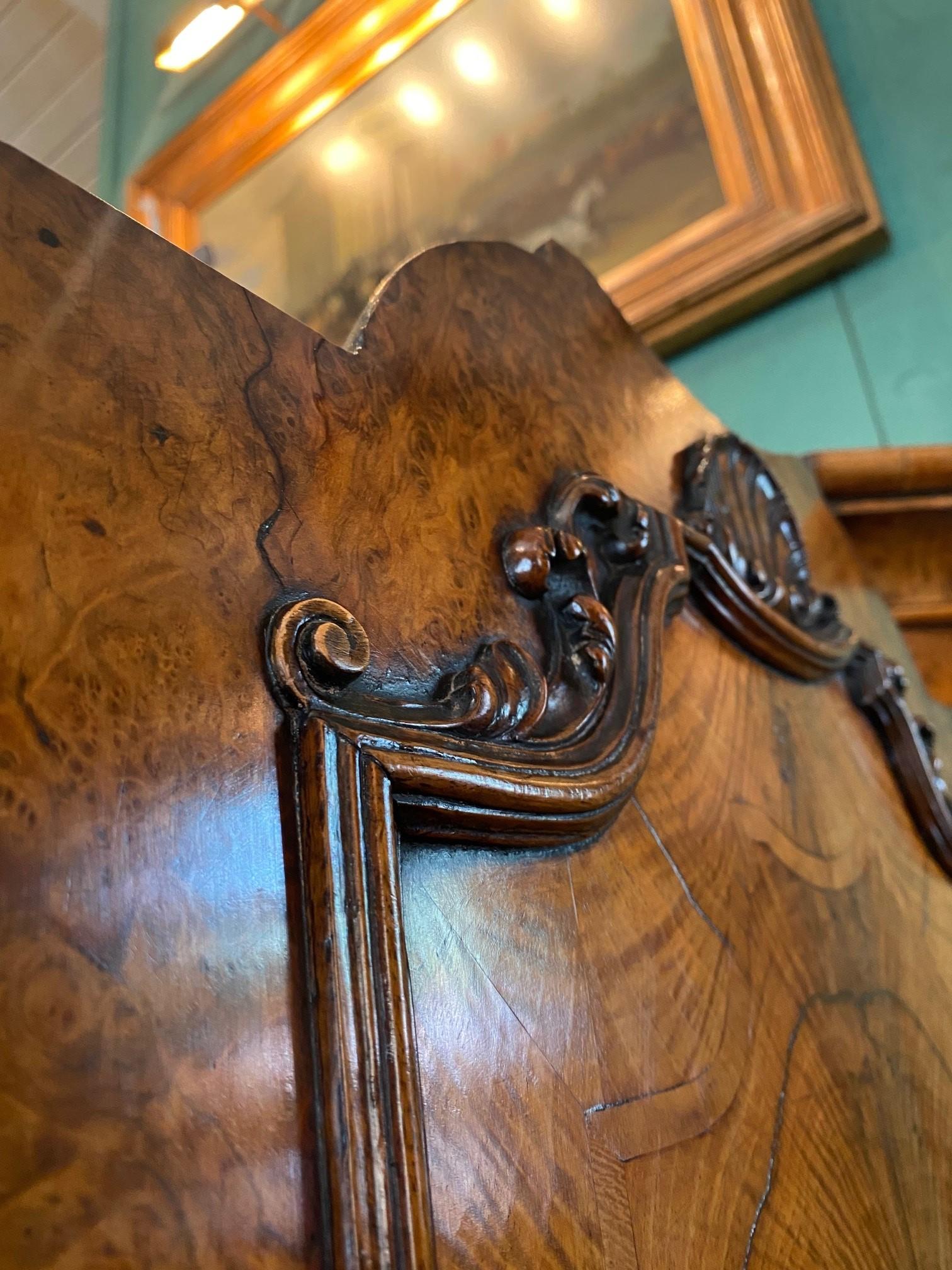18th Century Dutch Burl Walnut Secretary Cabinet Scriban Desk library Antique LA For Sale 6