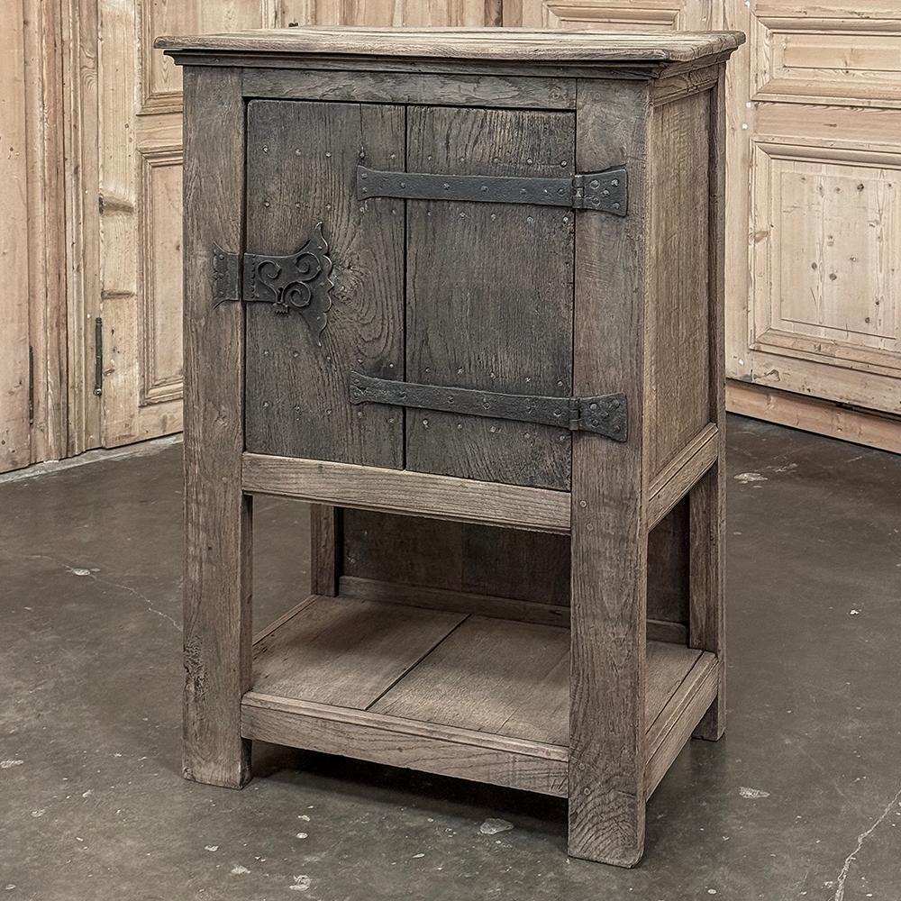 Rustic 18th Century Dutch Cabinet in Stripped Oak with Wrought Iron For Sale