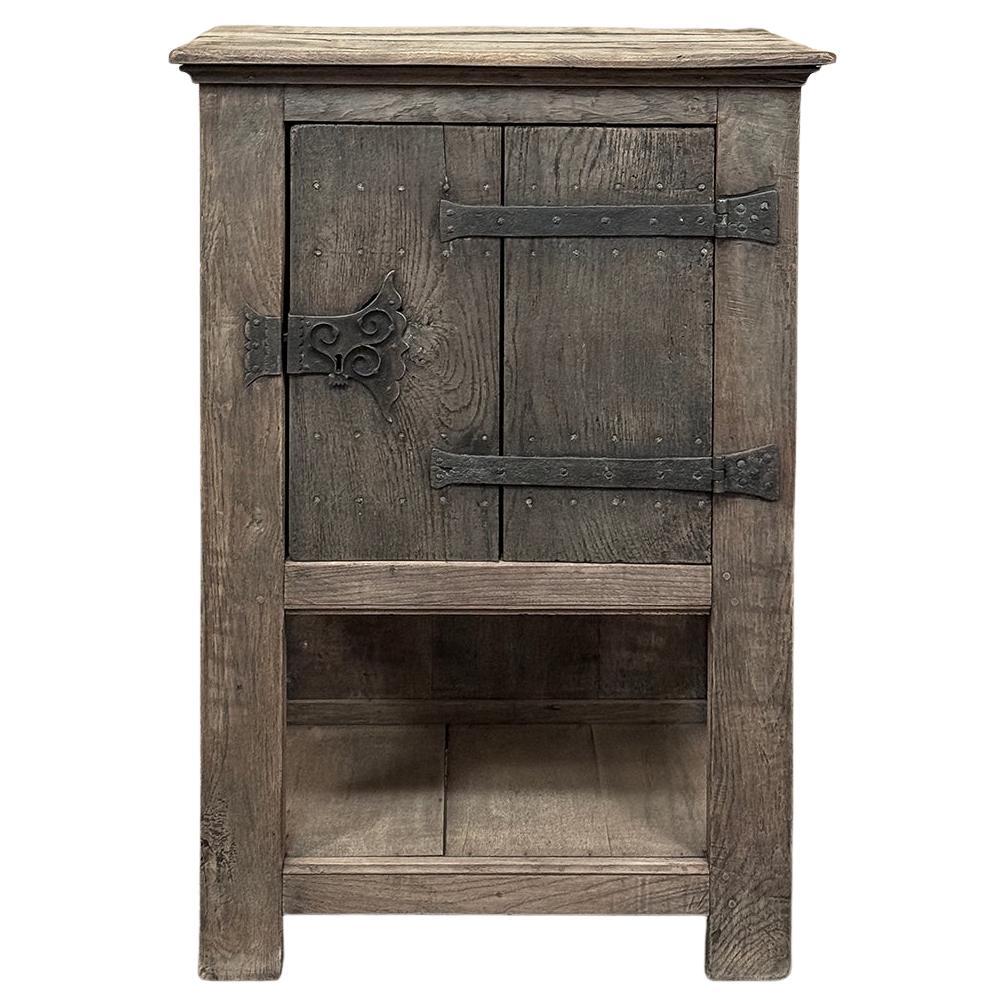 18th Century Dutch Cabinet in Stripped Oak with Wrought Iron For Sale