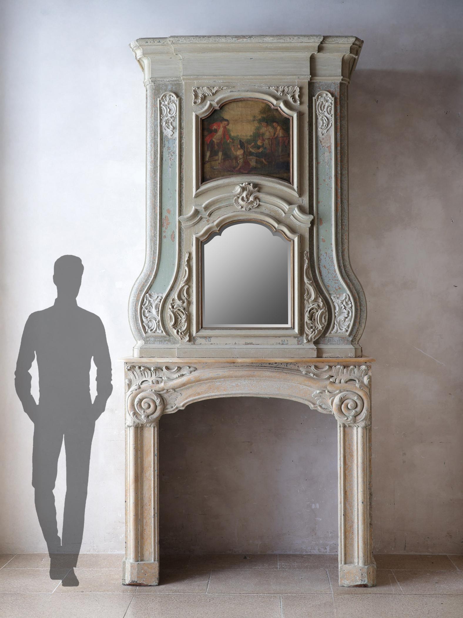 Luigi XIV Mantello in legno della casa sul canale olandese del XVIII secolo con sovramantello in vendita