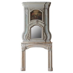 18th Century Dutch Canal House Wooden Mantelpiece with Overmantel