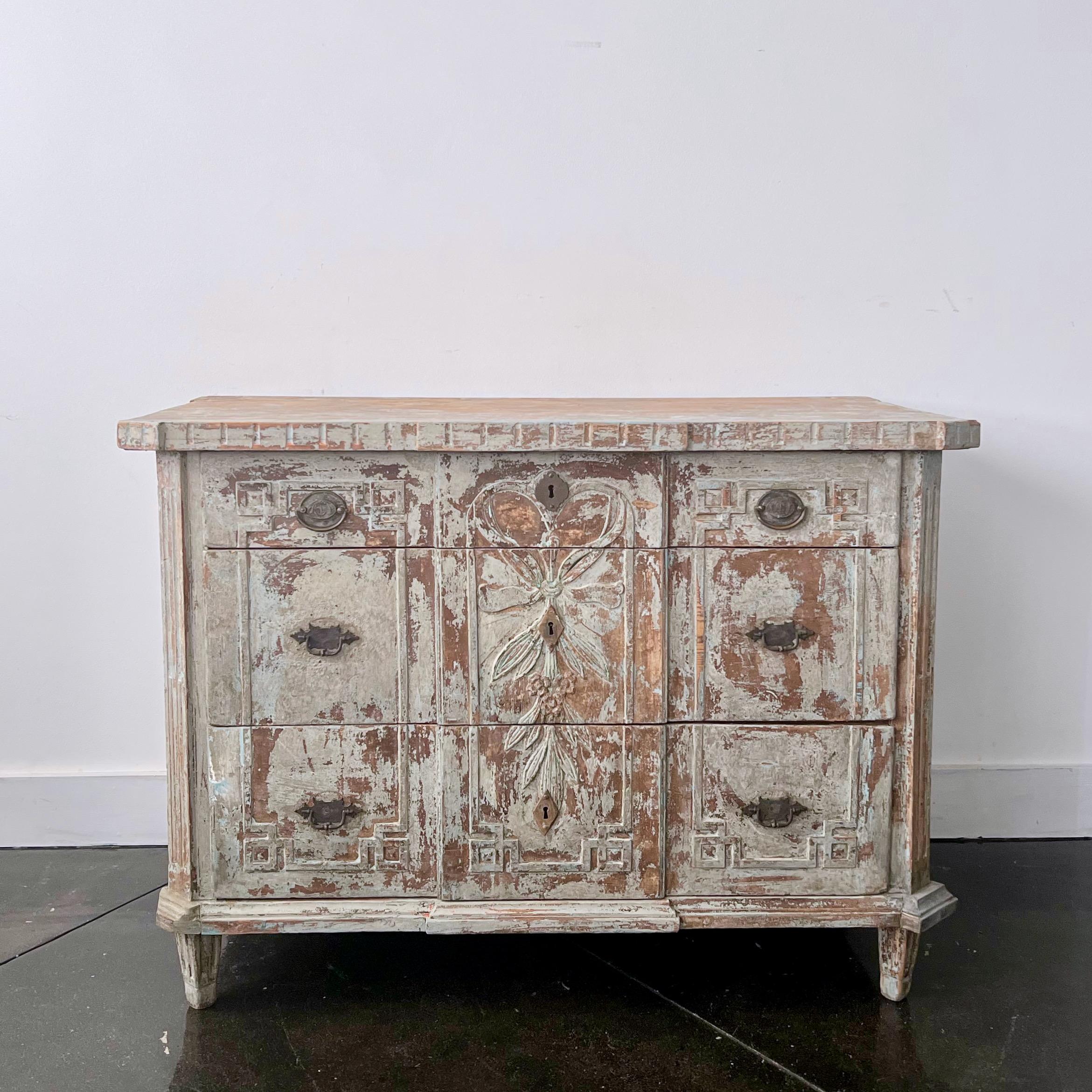 French 18th century Dutch Carved Front Chest of Drawer For Sale
