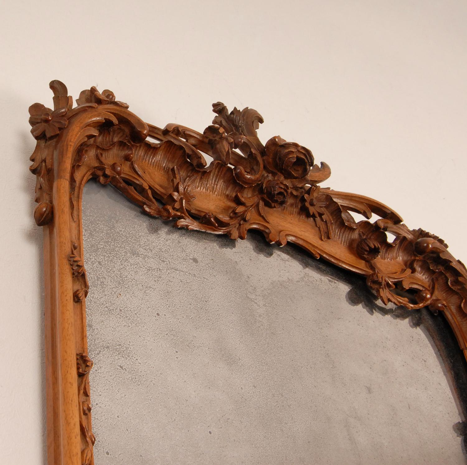 18th Century Dutch Carved Mirror Rococo Period Basswood 6