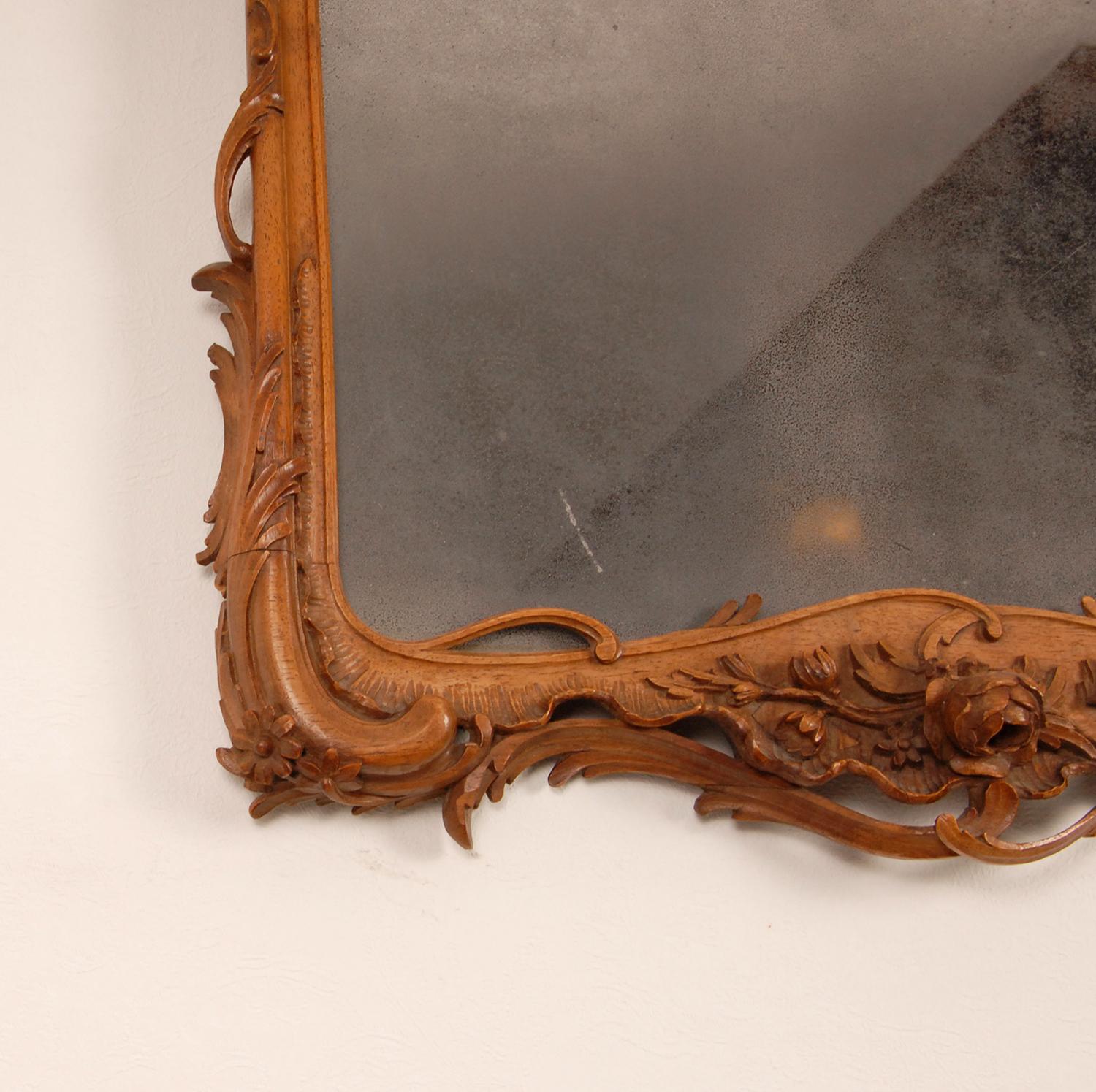 18th Century Dutch Carved Mirror Rococo Period Basswood 7