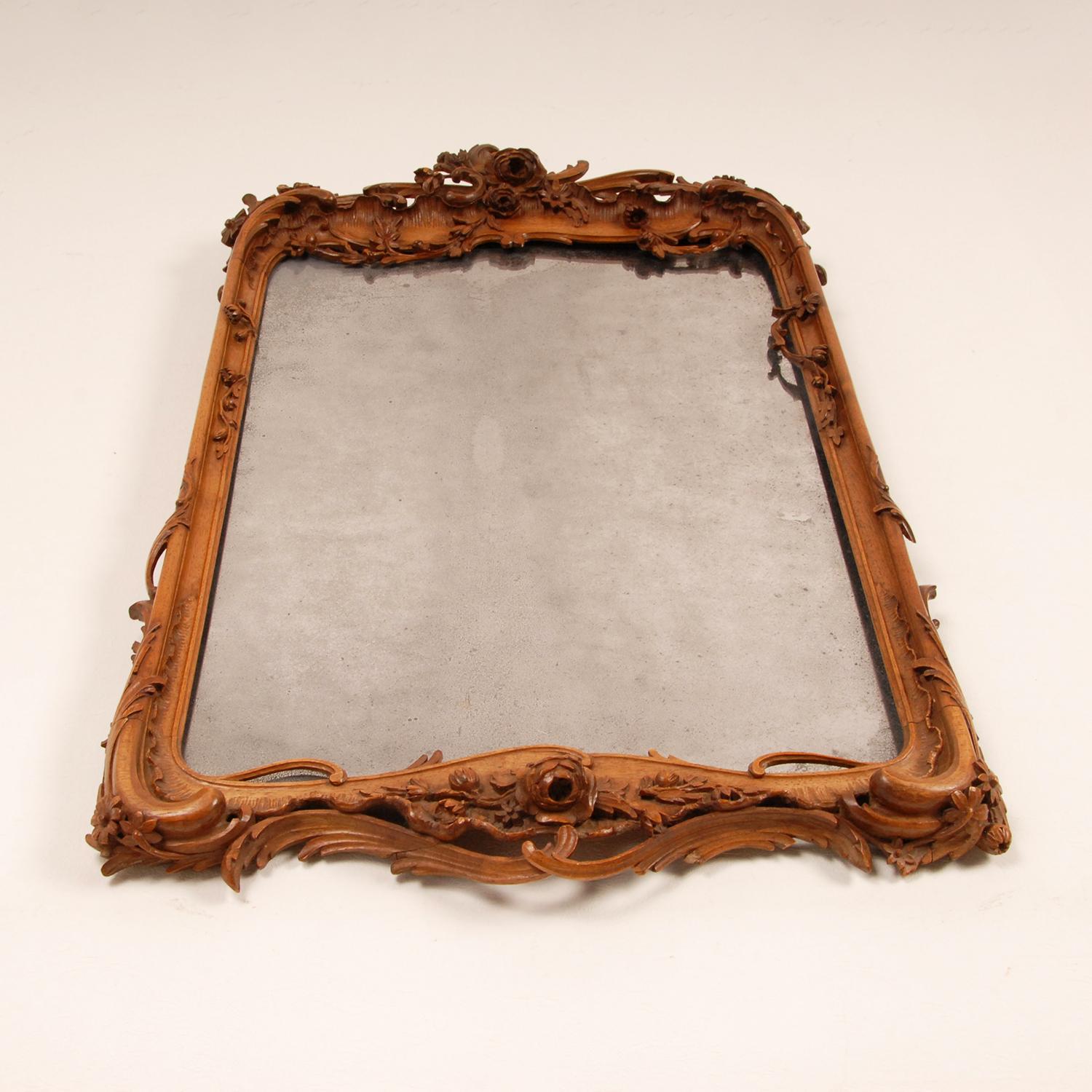 18th Century Dutch Carved Mirror Rococo Period Basswood 8