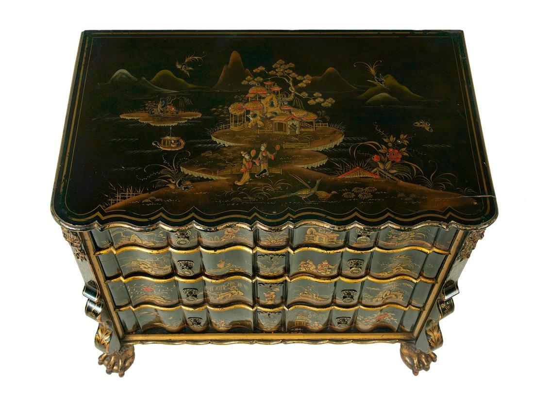 Anglo-Japanese 19th Century Dutch Chinoiserie Decorated Chest of Drawers