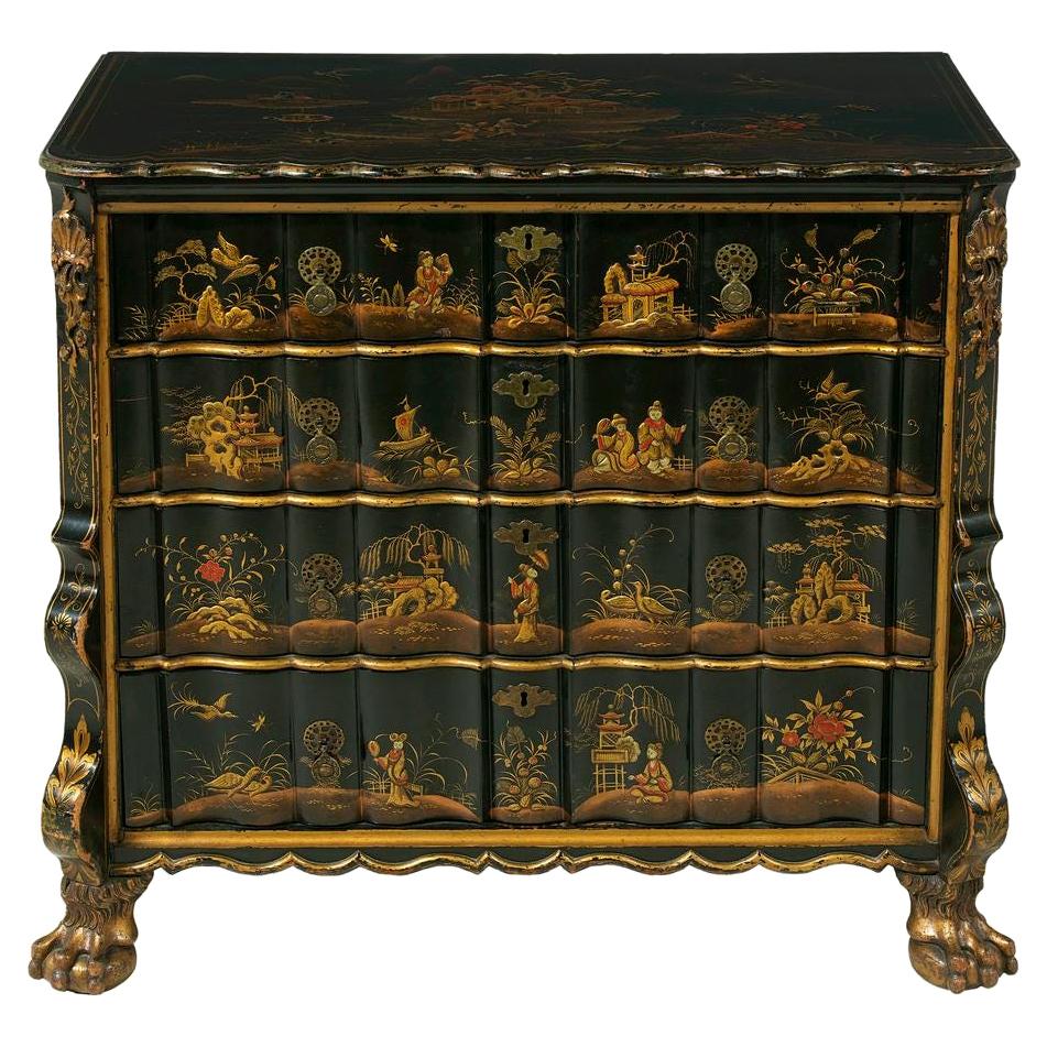 19th Century Dutch Chinoiserie Decorated Chest of Drawers